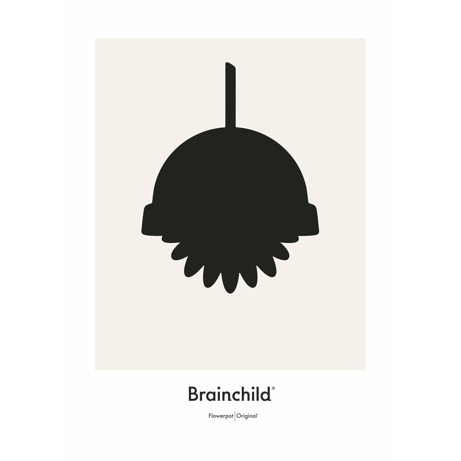 Brainchild Blumentopf Design Icon Poster ohne Rahmen A5, Grau