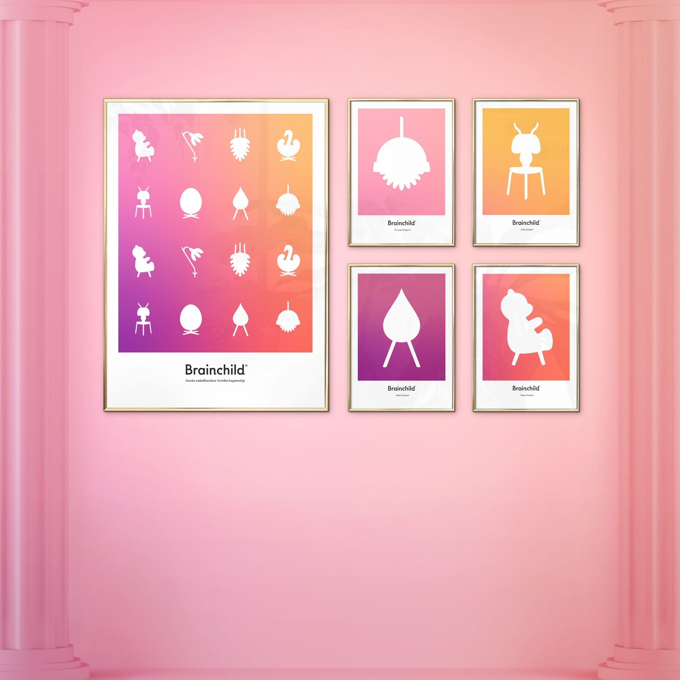 创生花盆设计图标海报，无框架A5，粉红色