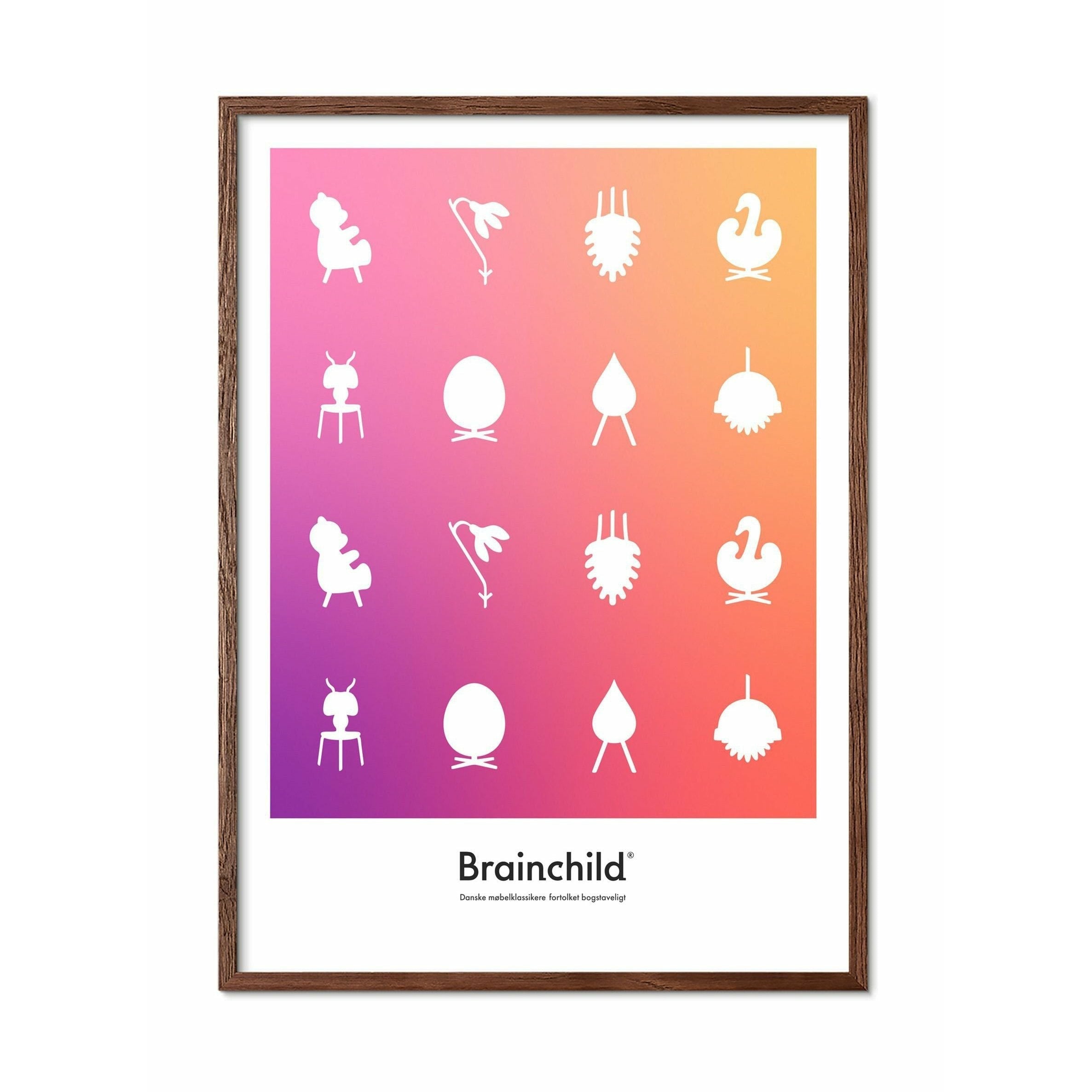 Brainchild Design Icon Poster, Frame Made Of Dark Wood 70 X100 Cm, Colour