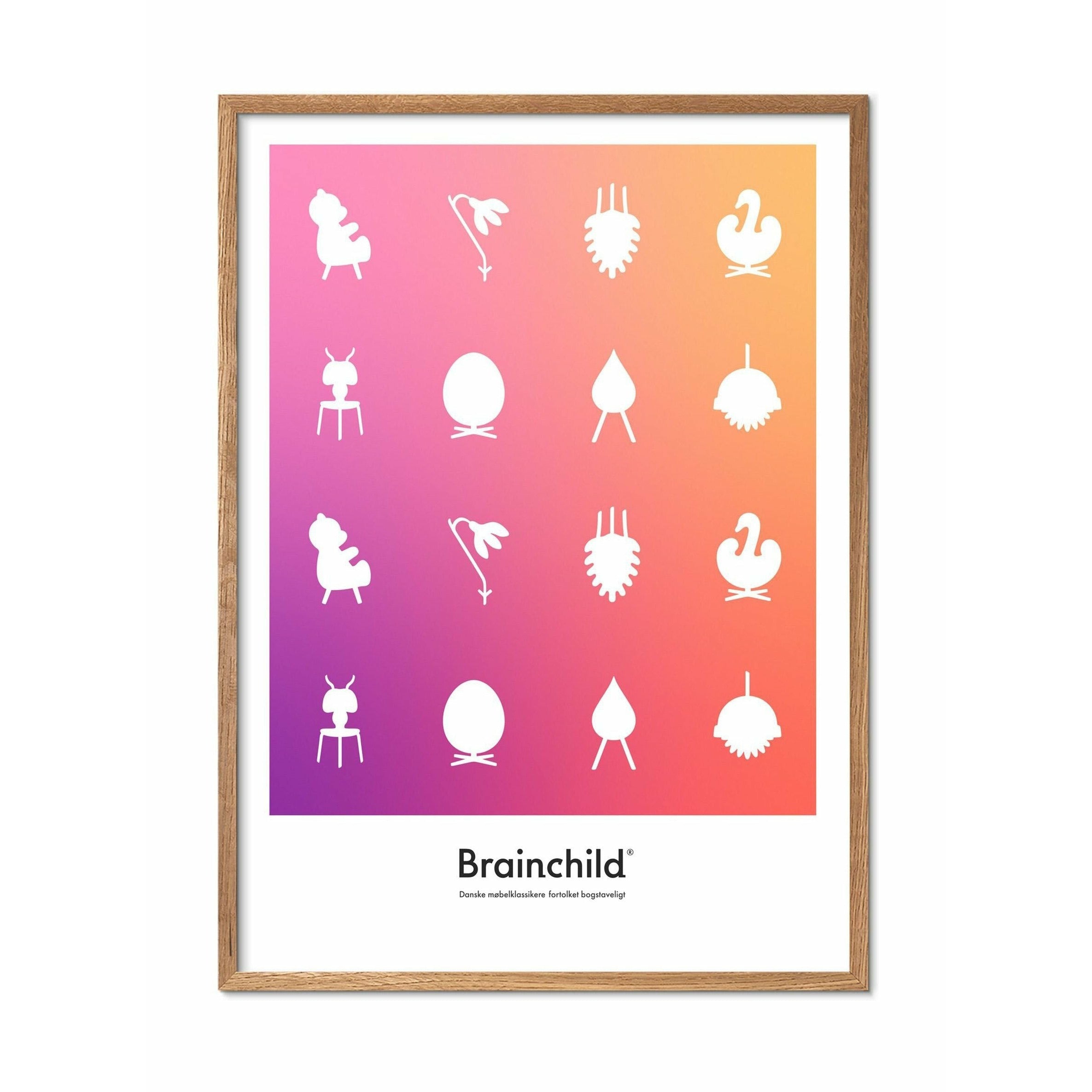 Brainchild Design Icon Poster, Frame Made Of Light Wood A5, Colour