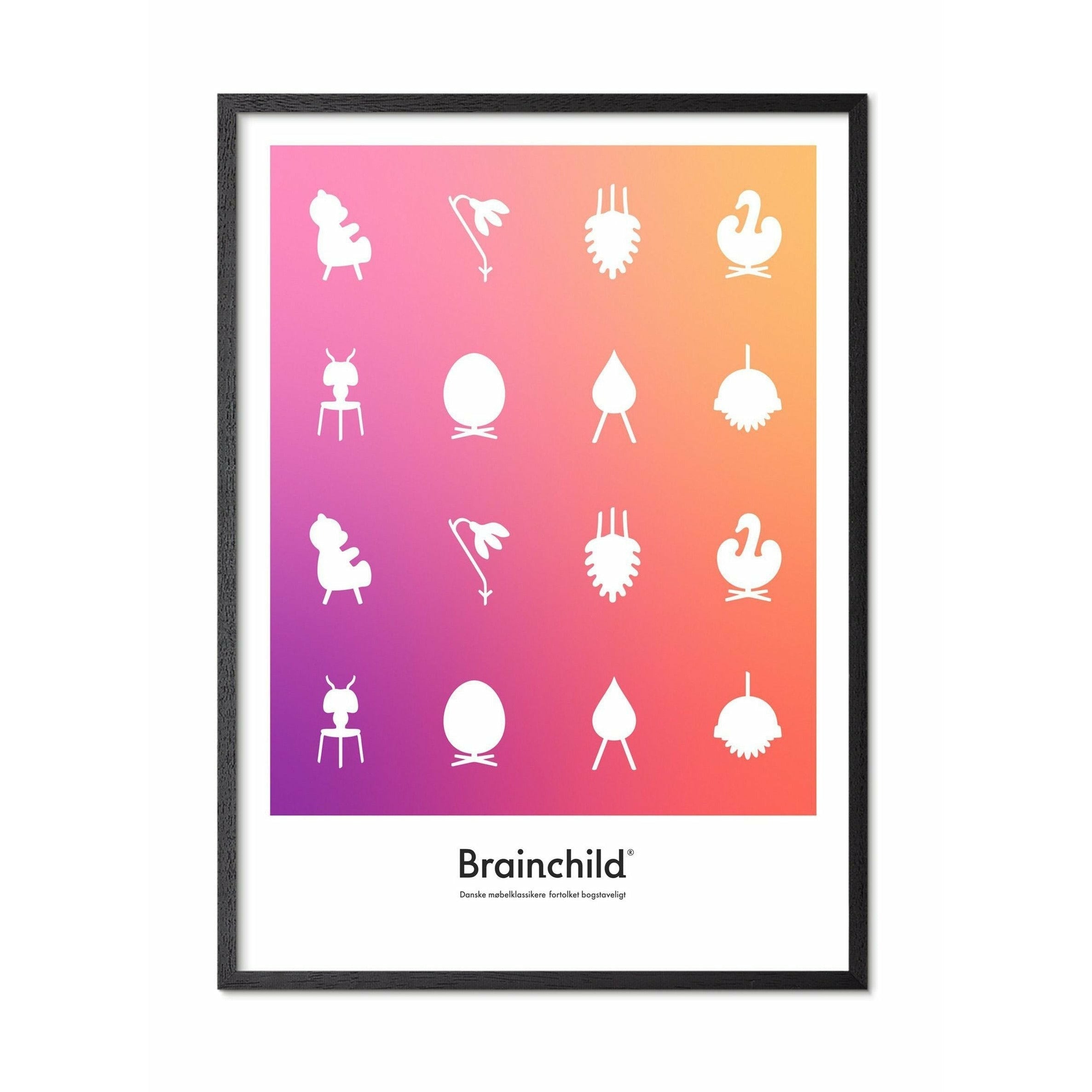 Brainchild Designikonplakat, ramme i sort lakeret træ 30x40 cm, farve
