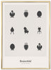 Brainchild Design Icons Poster Brass Frame 50x70 Cm, Light Grey