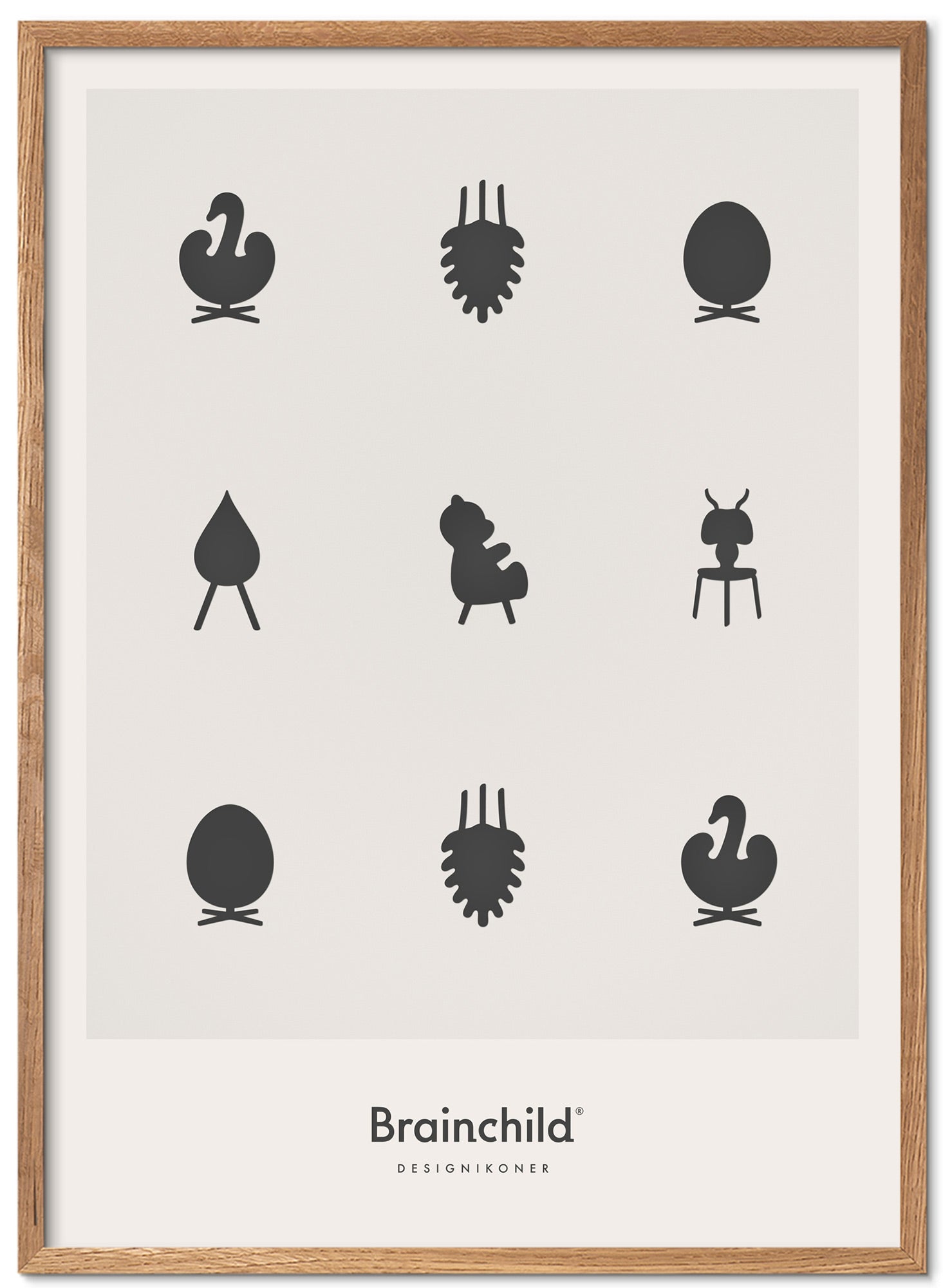Frame poster di icone di design da un'idea di legno chiaro 30x40 cm, grigio chiaro