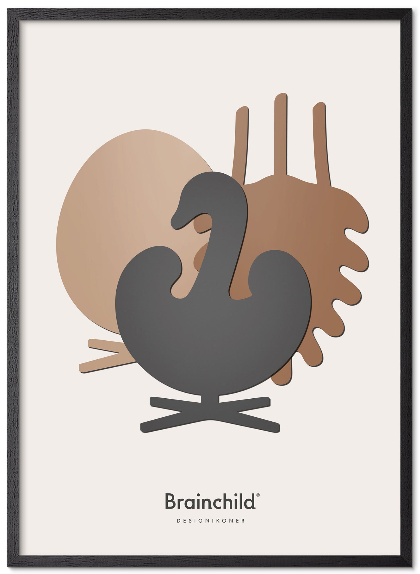 Brainchild Designikoner Poster Symphony Frame in Black Lacquered Wood A5, Light Gray