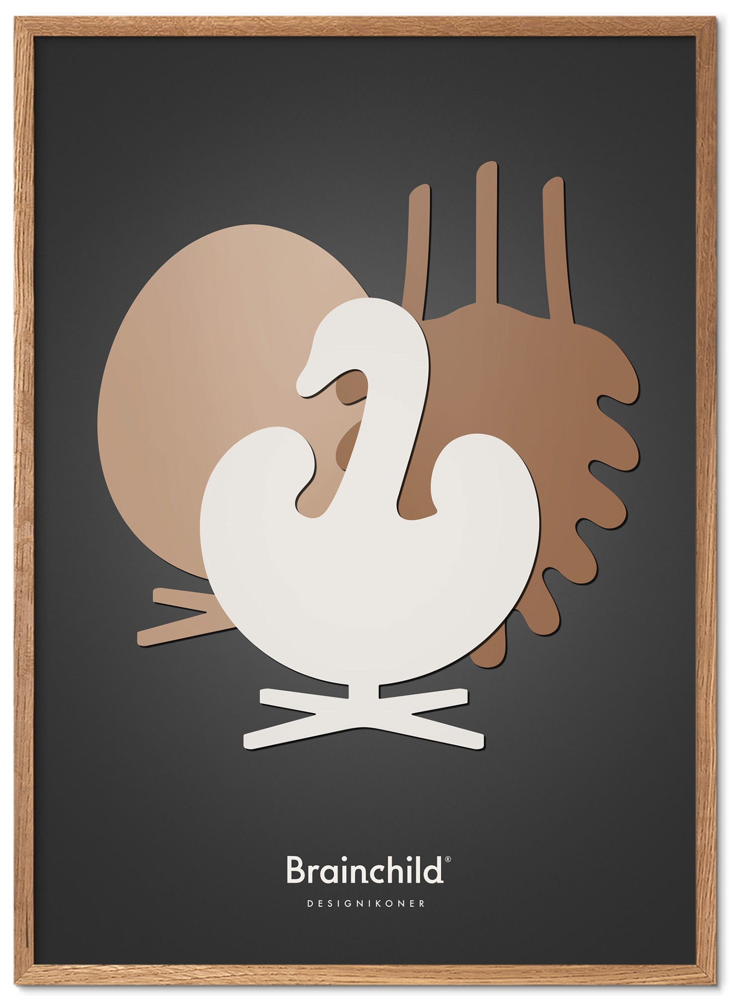 Icone di design di un'idea di bevanda Poster Sinfonia Framella fatta di legno chiaro A5, grigio scuro