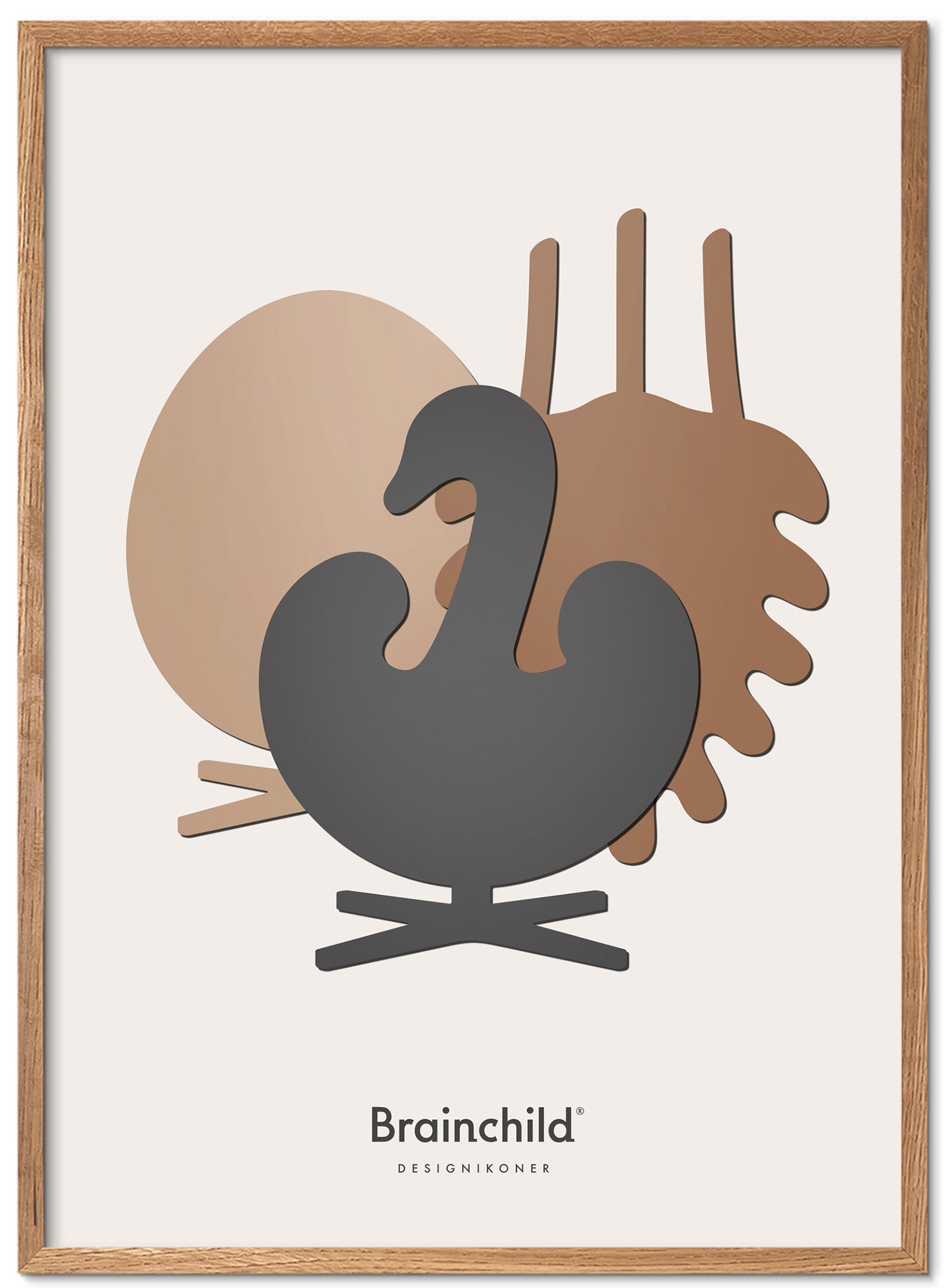 Brainchild Design Icons Poster Symphony Frame Made Of Light Wood A5, Light Grey