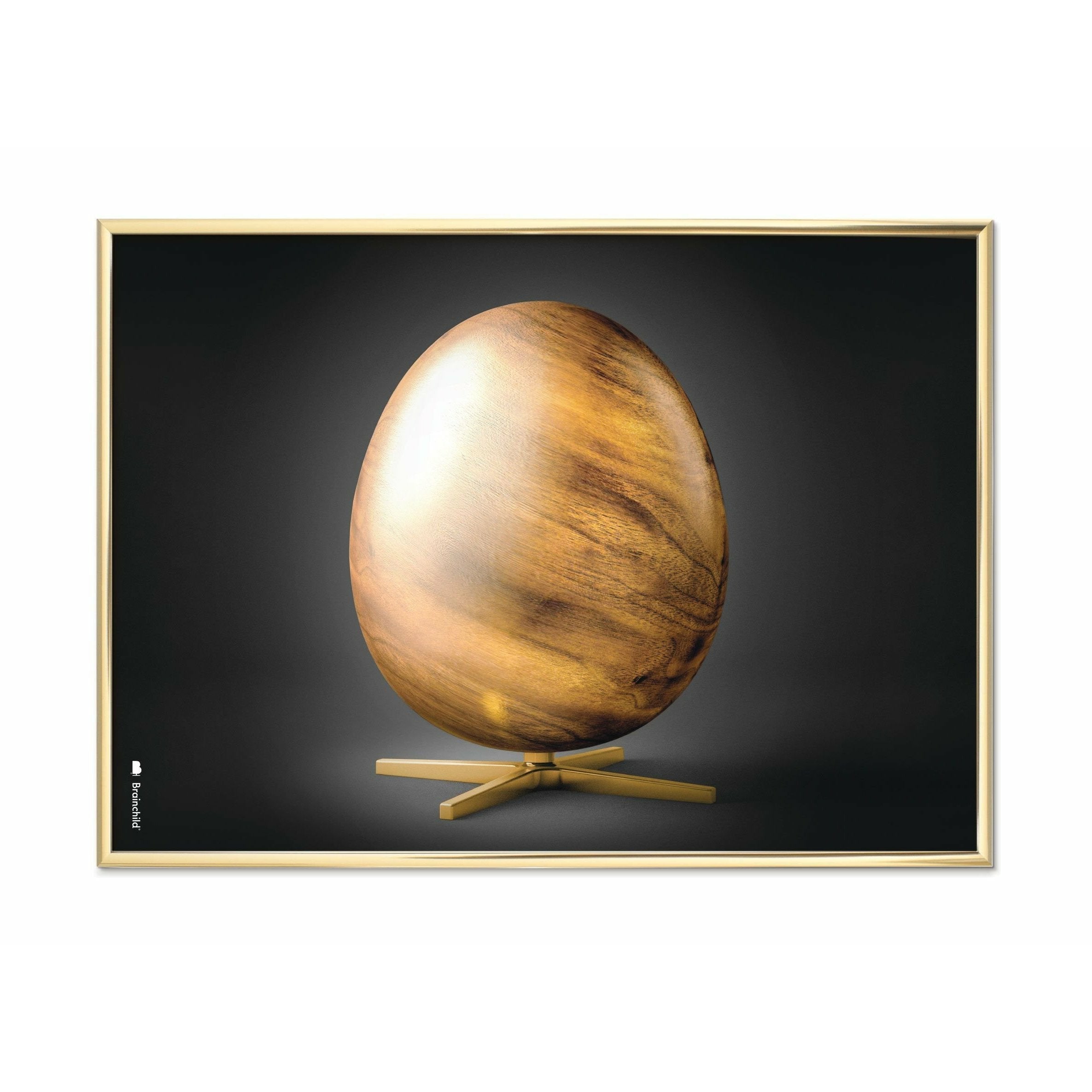 Brainchild Egg Cross Format Poster, Brass Colored Frame A5, Black