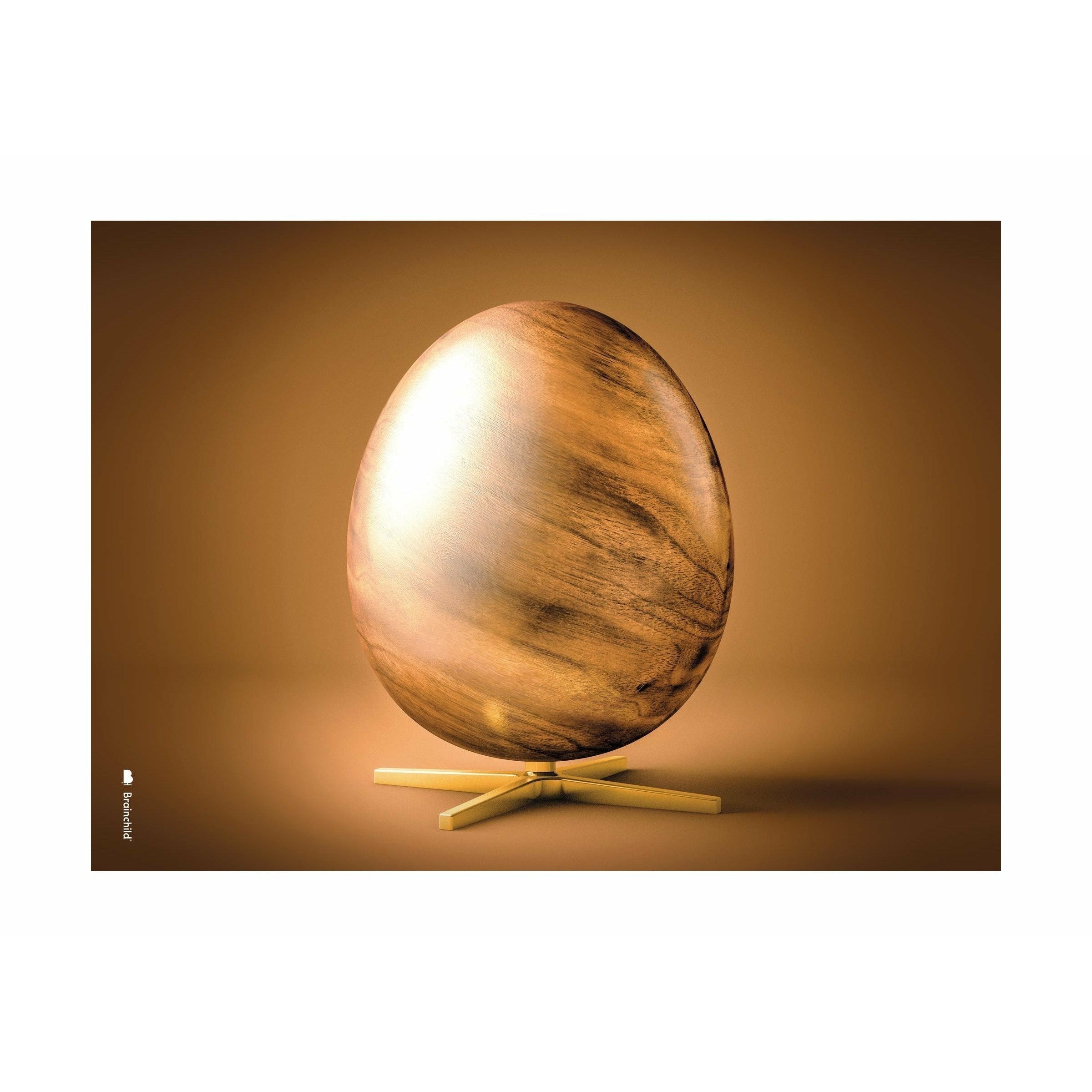 Hugarfóstur egg kross snið veggspjald án ramma 30 x40 cm, brúnt
