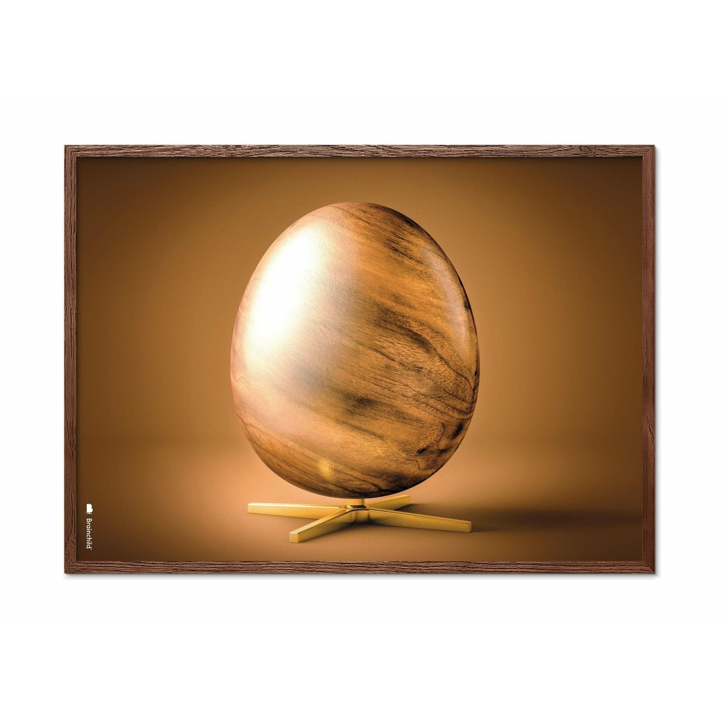 Hugarfóstur egg kross snið veggspjald, ramma úr dökkum tré 50x70 cm, brúnt