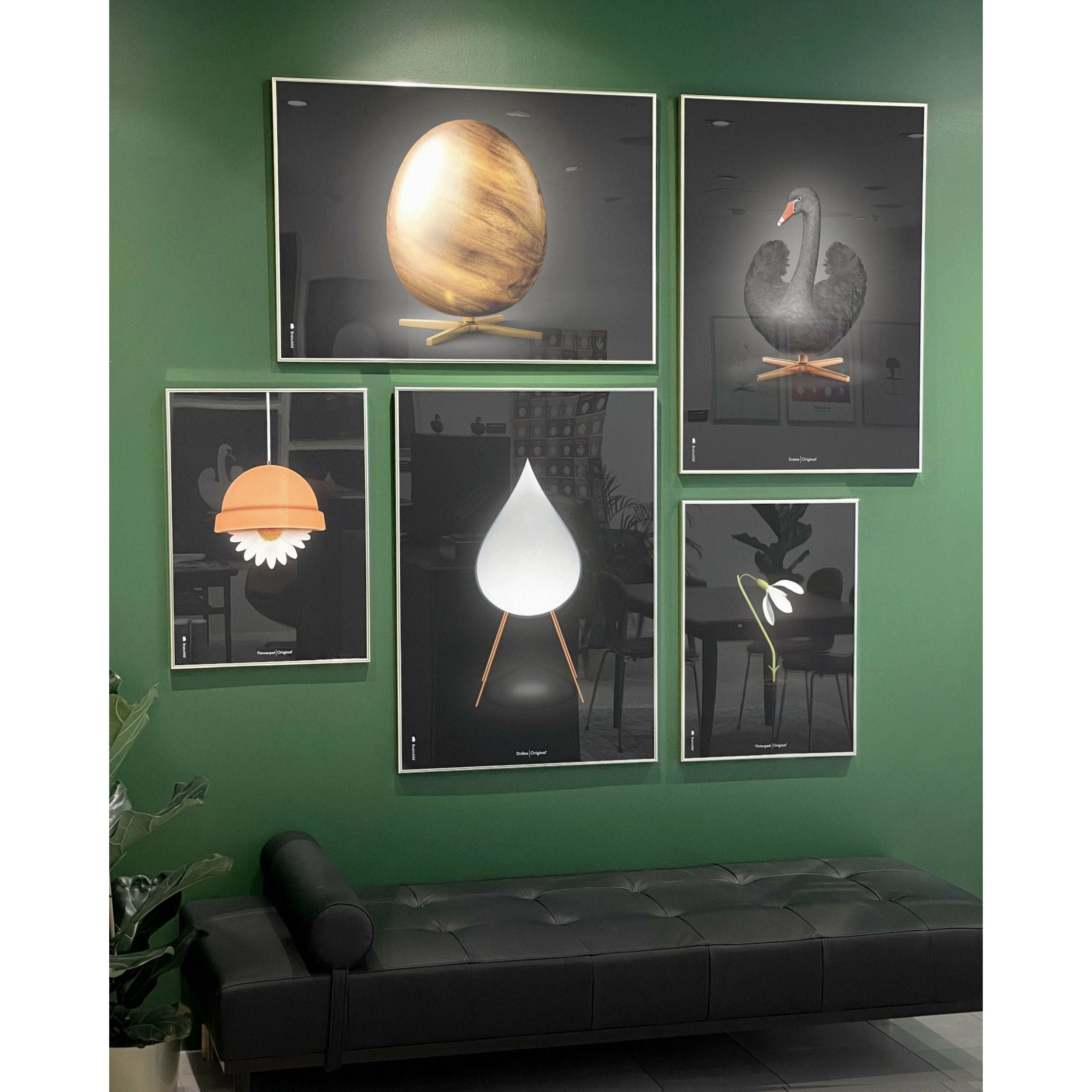 Brainchild Egg Cross Format Poster, Frame Made Of Dark Wood 70x100 Cm, Black