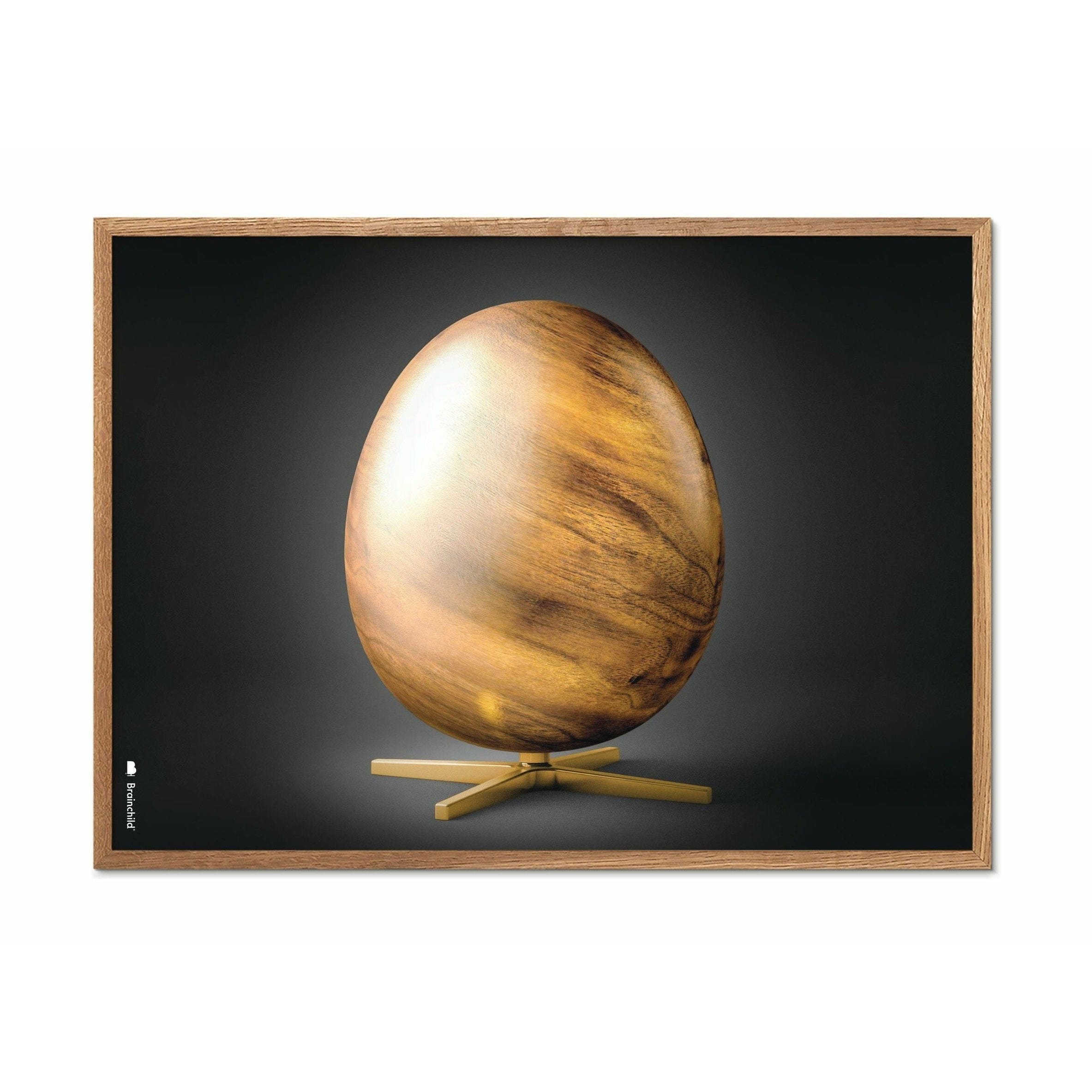 Brainchild Egg Cross Format Poster, Rahmen aus hellem Holz 70 X100 Cm, Schwarz