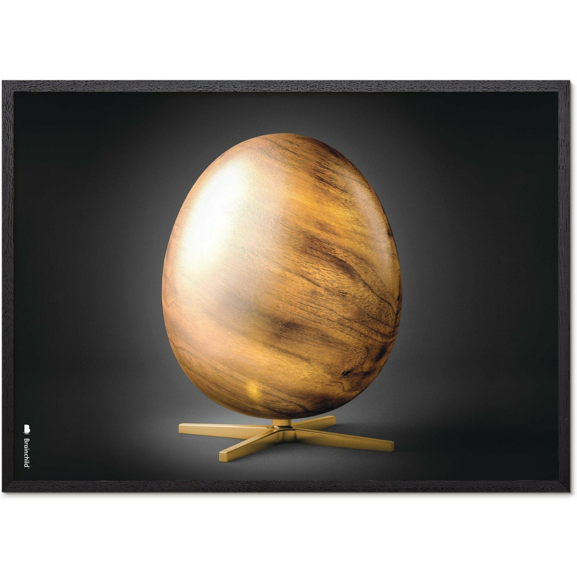 Hugarfóstur egg kross snið veggspjald, ramma í svörtum lakkuðum viði 50x70 cm, svartur