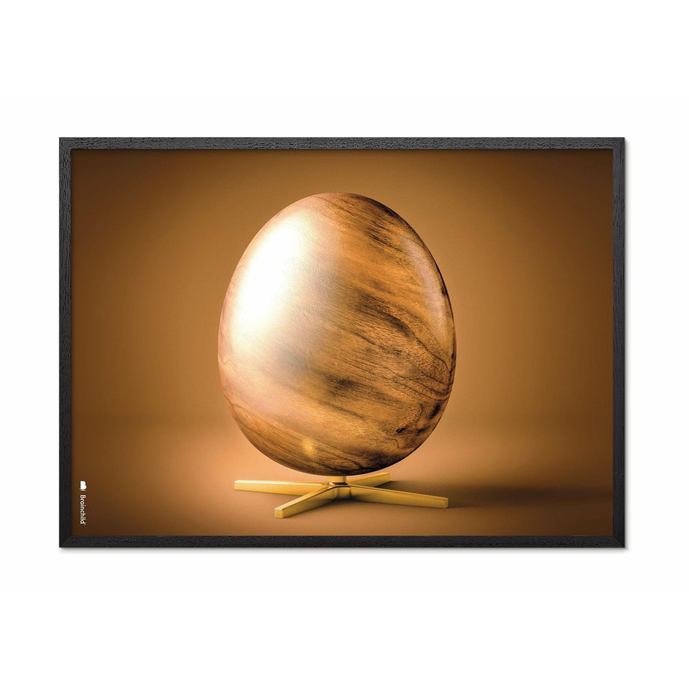 Brainchild Egg Cross Format Poster, Frame In Black Lacquered Wood 70 X100 Cm, Brown