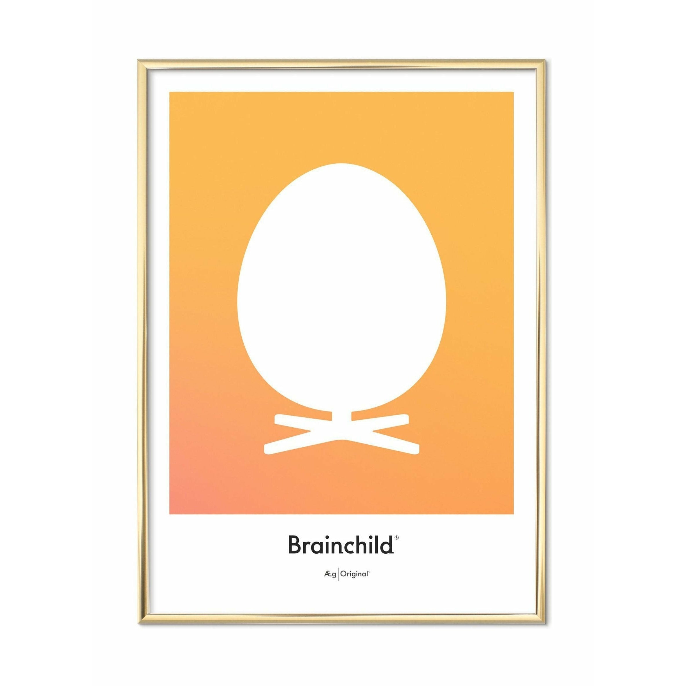 Brainchild Egg Design Icon Poster, Brass Colored Frame A5, Yellow