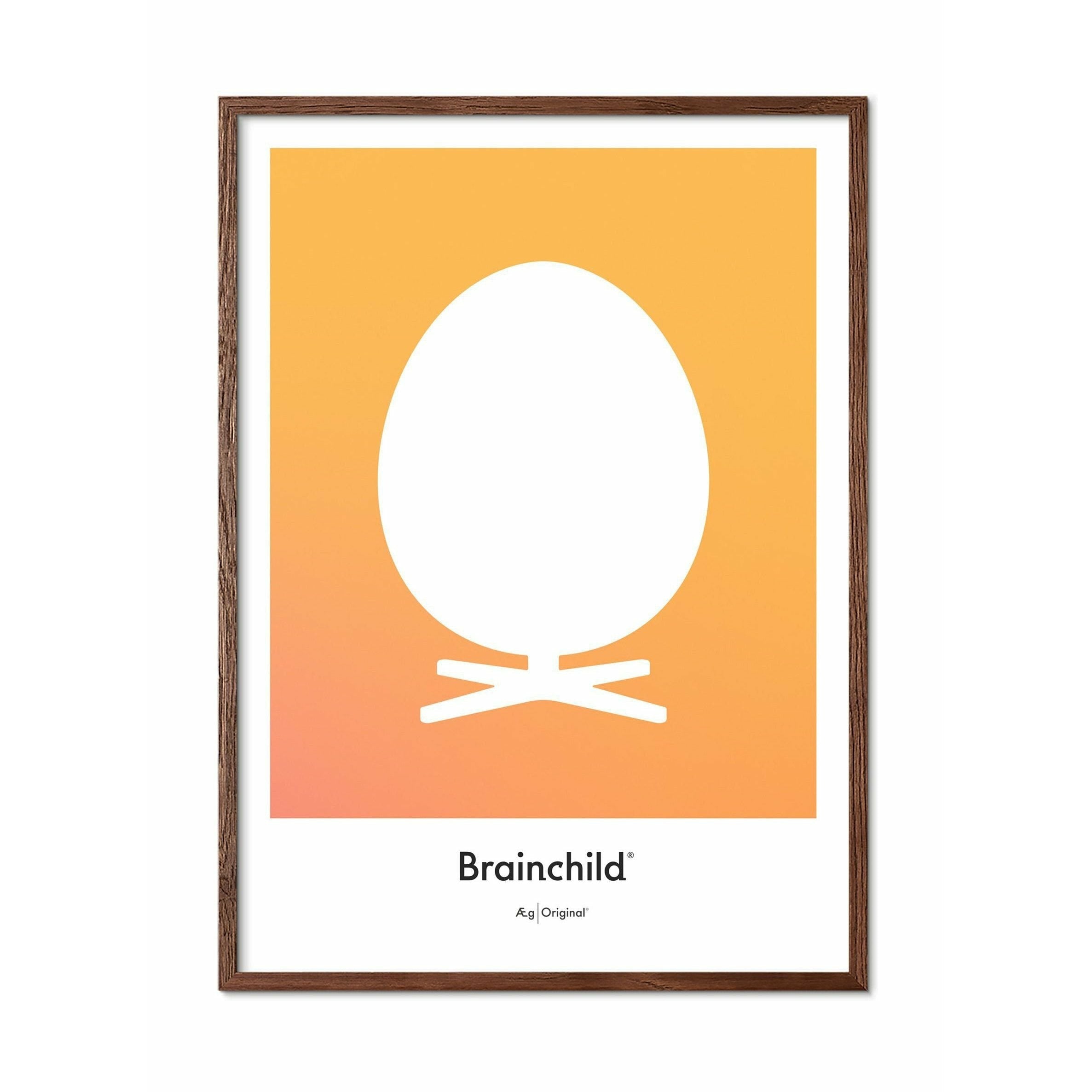 Brainchild Egg Design Icon Poster, Frame Made Of Dark Wood 50x70 Cm, Yellow