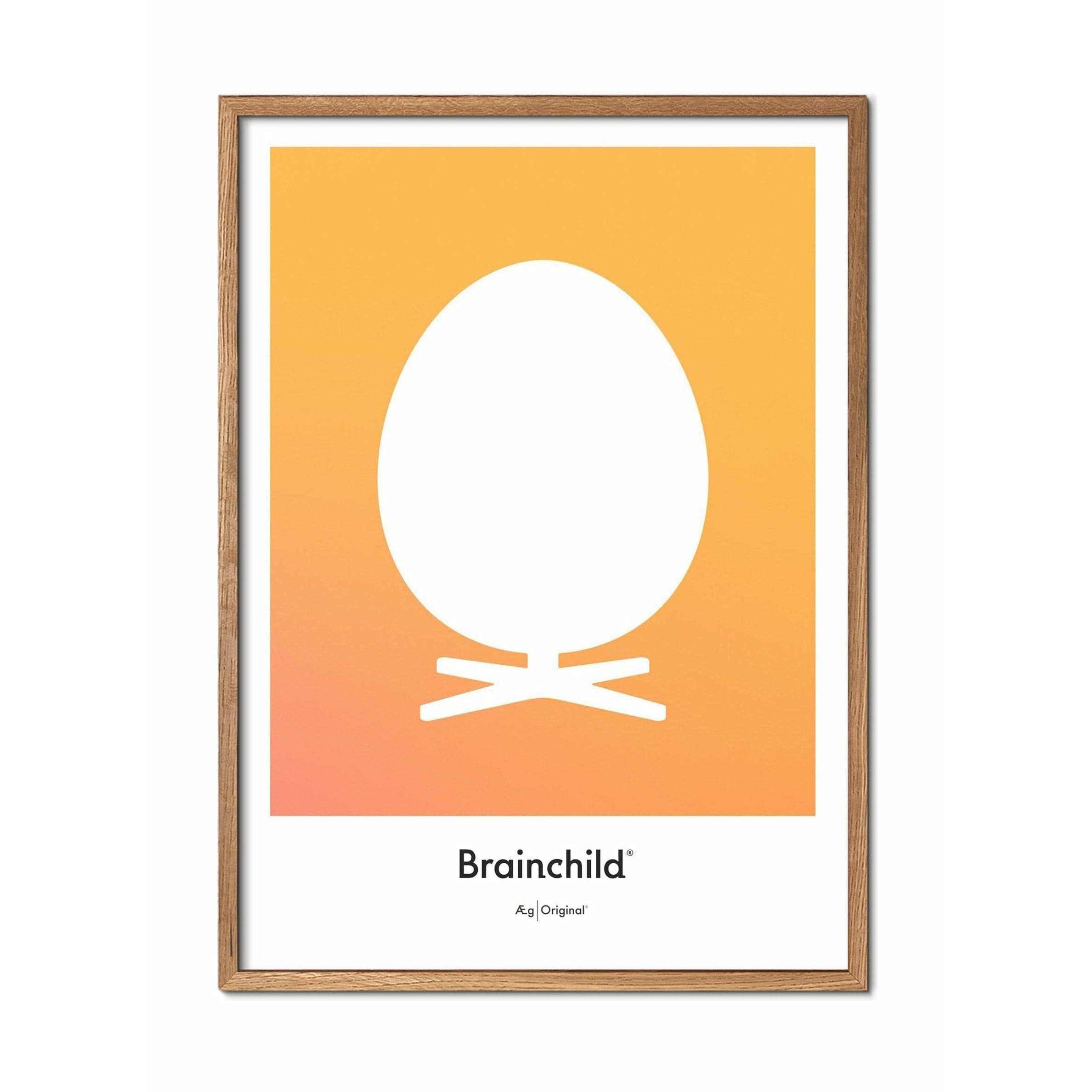 Brainchild Egg Design Icon Poster, Frame Made Of Light Wood 50x70 Cm, Yellow