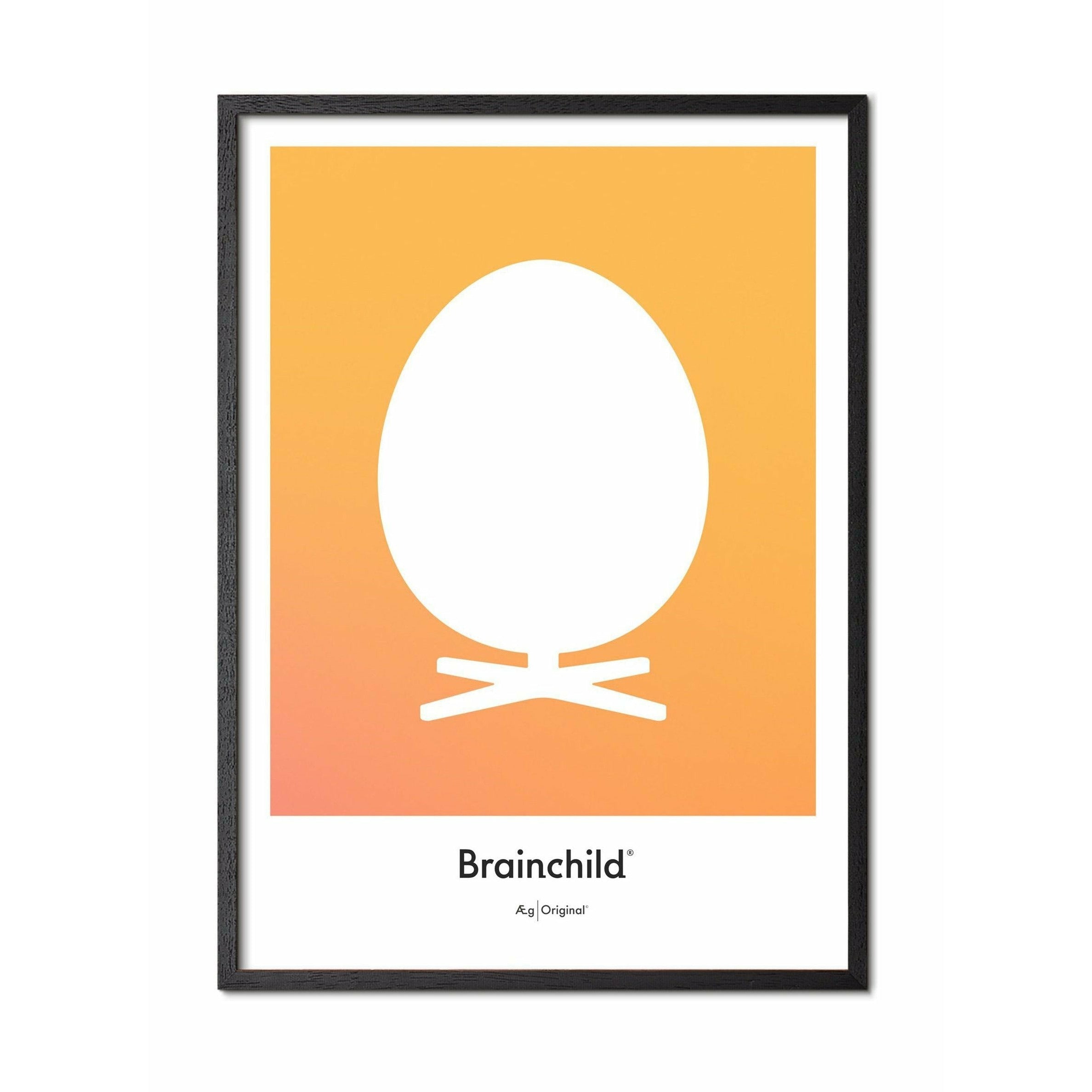 Poster icona del design di uova da un'ovoca, cornice in legno laccato nero A5, giallo
