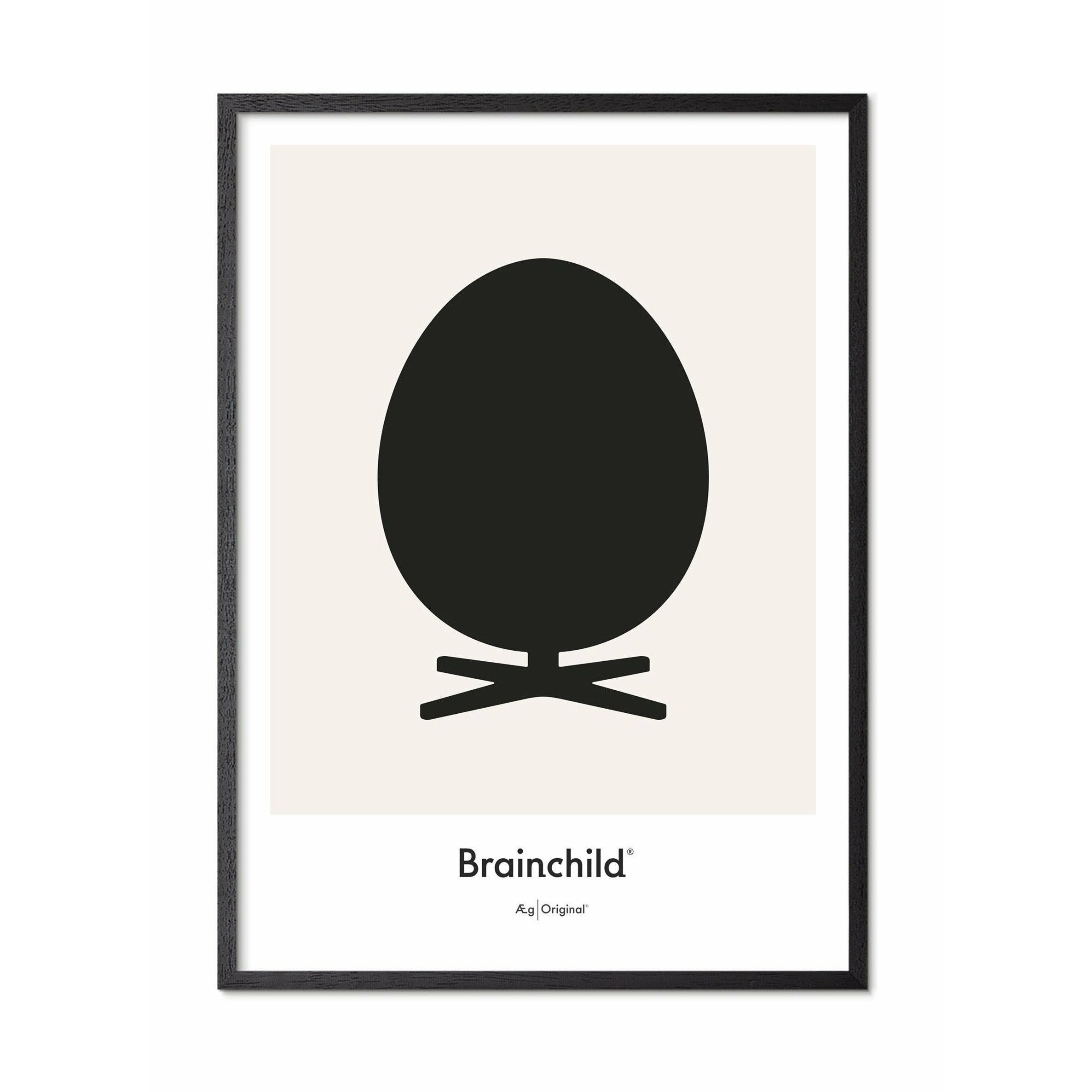 Poster icona del design di uova da un'ovoca, cornice in legno laccato nero A5, grigio