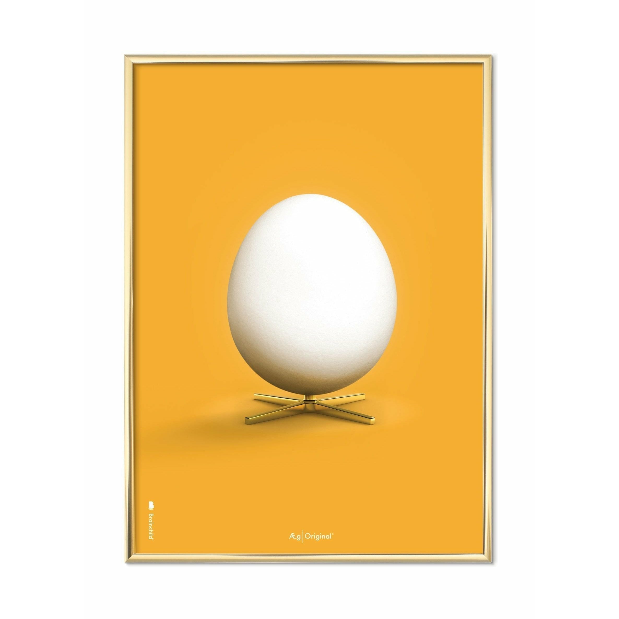 Brainchild Egg Classic Poster, Messingrahmen 30x40 cm, gelber Hintergrund