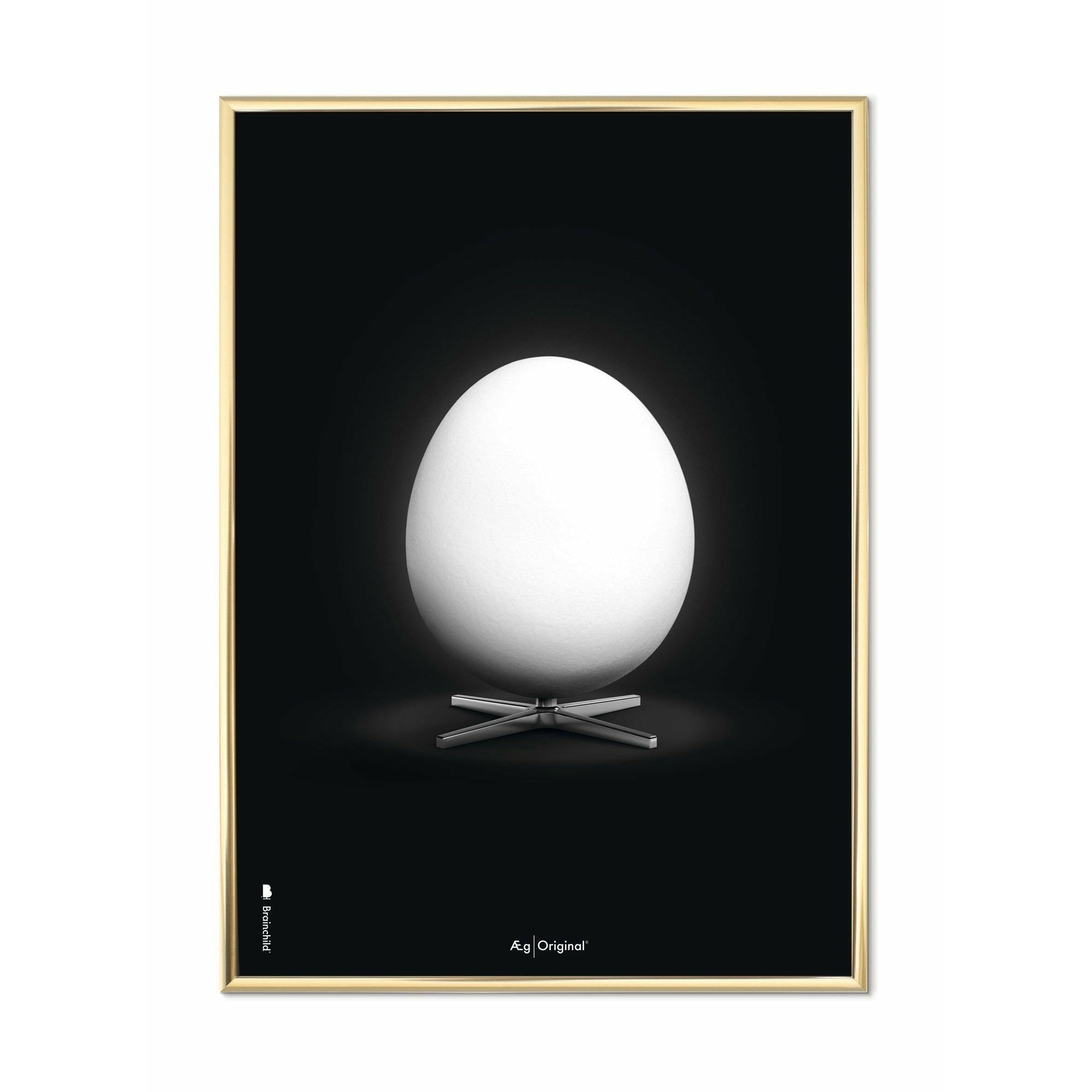 Brainchild Egg Classic Poster, Brass Frame 70 X100 Cm, Black Background