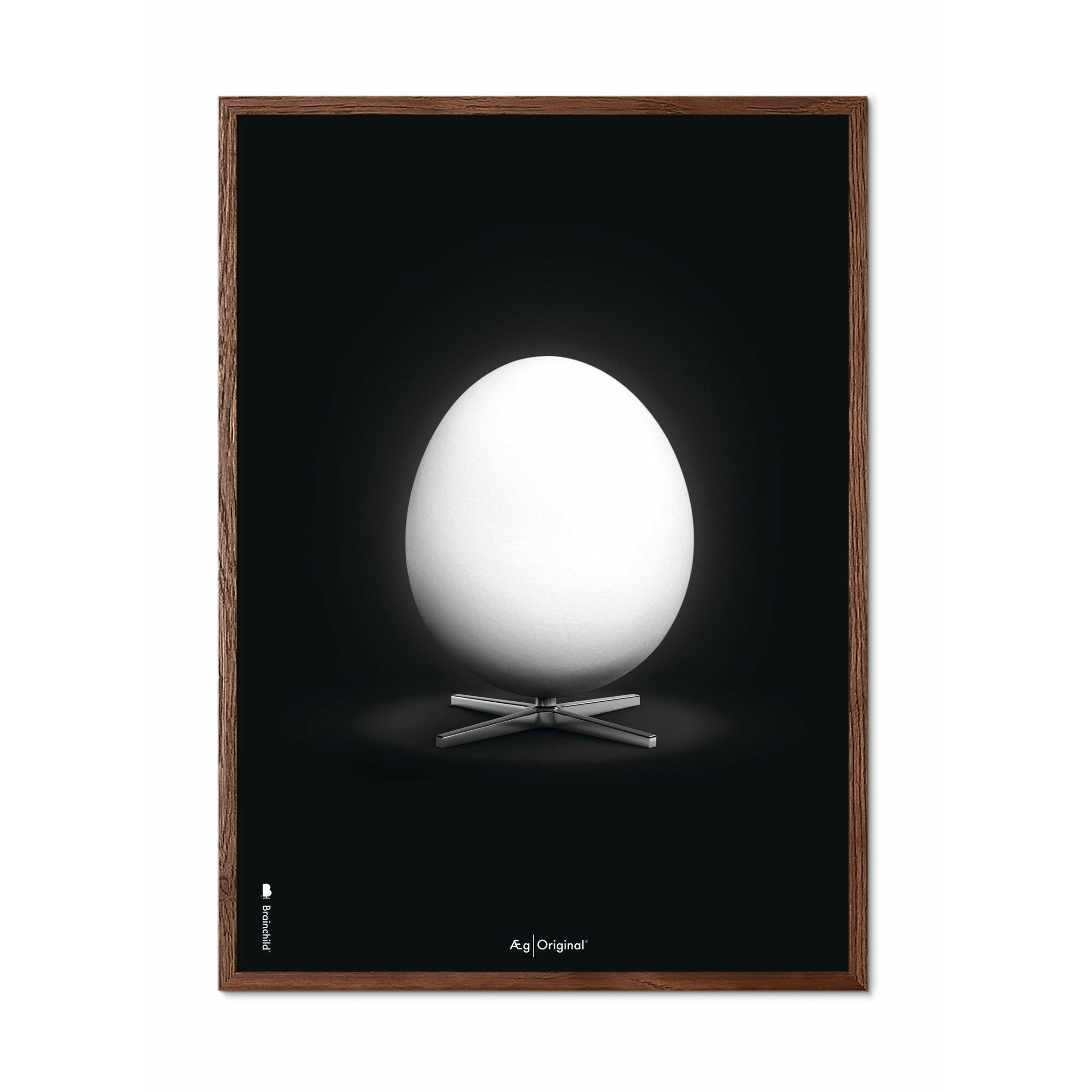 Brainchild Egg Classic Poster, Rahmen aus dunklem Holz 30x40 Cm, schwarzer Hintergrund