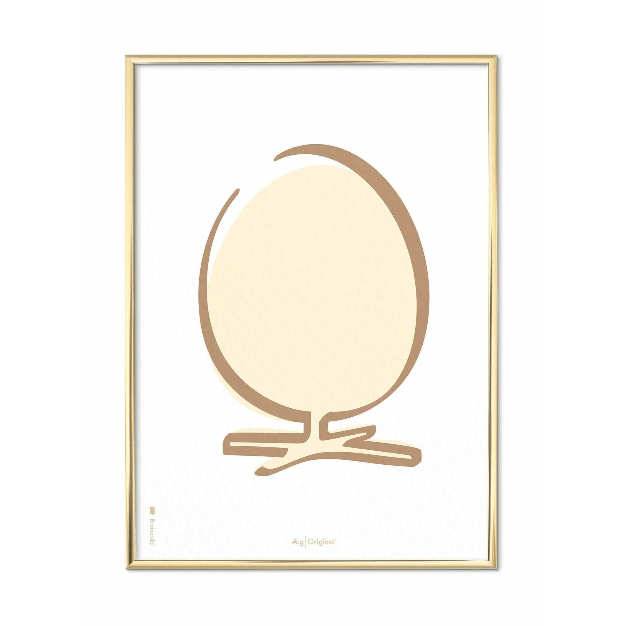Póster de línea de huevo de precisión, marco de color de latón 70 x100 cm, fondo blanco