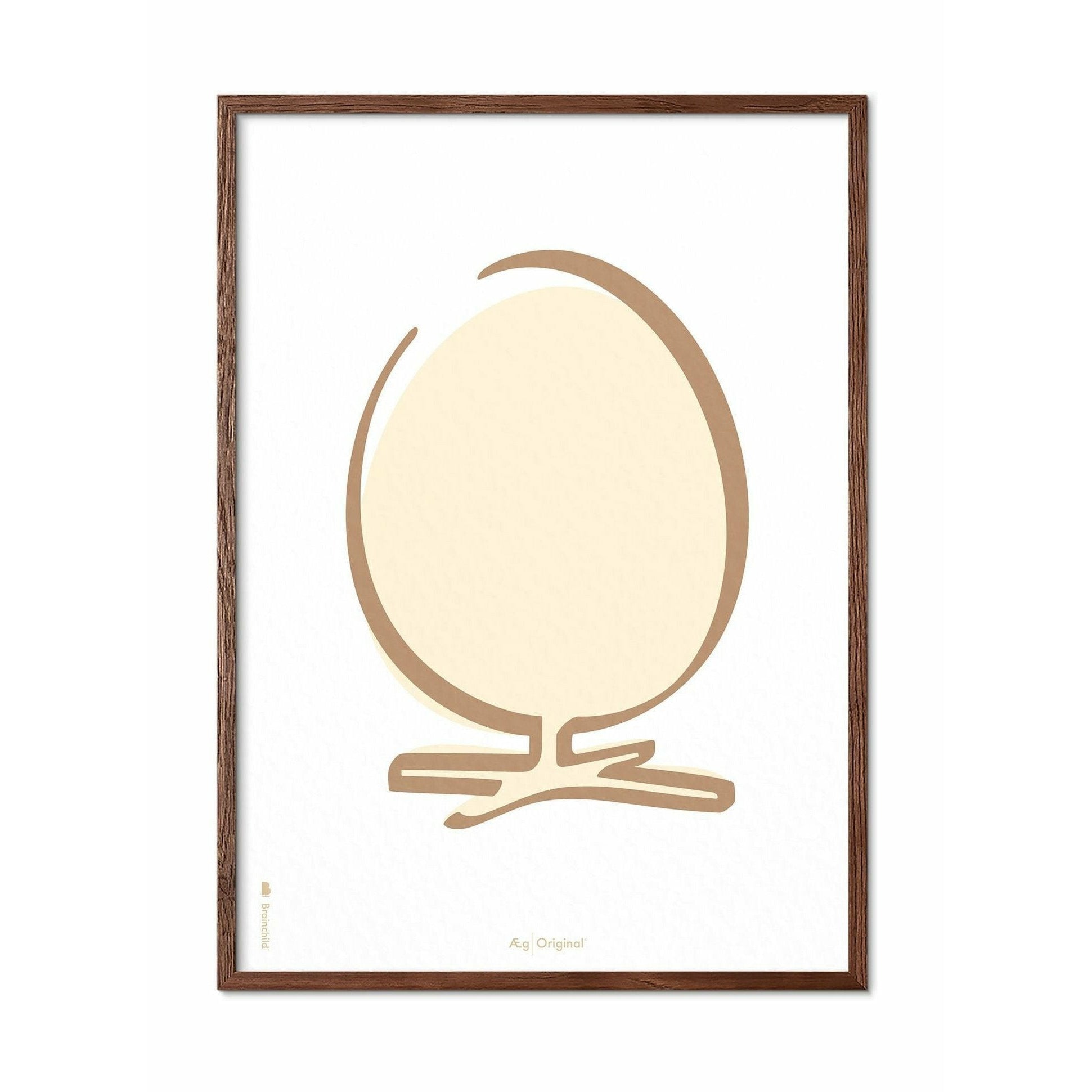 Brainchild Egg Line Poster, Dark Wood Frame 30x40 cm, hvit bakgrunn