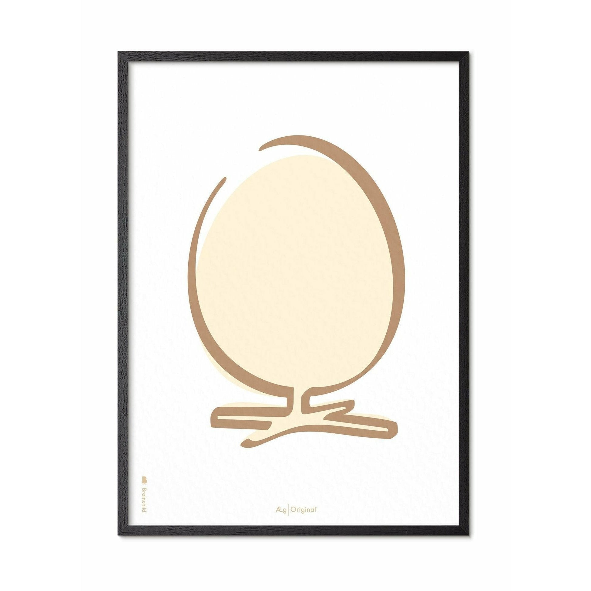 Póster de línea de huevo de creación, marco en madera lacada negra 50x70 cm, fondo blanco