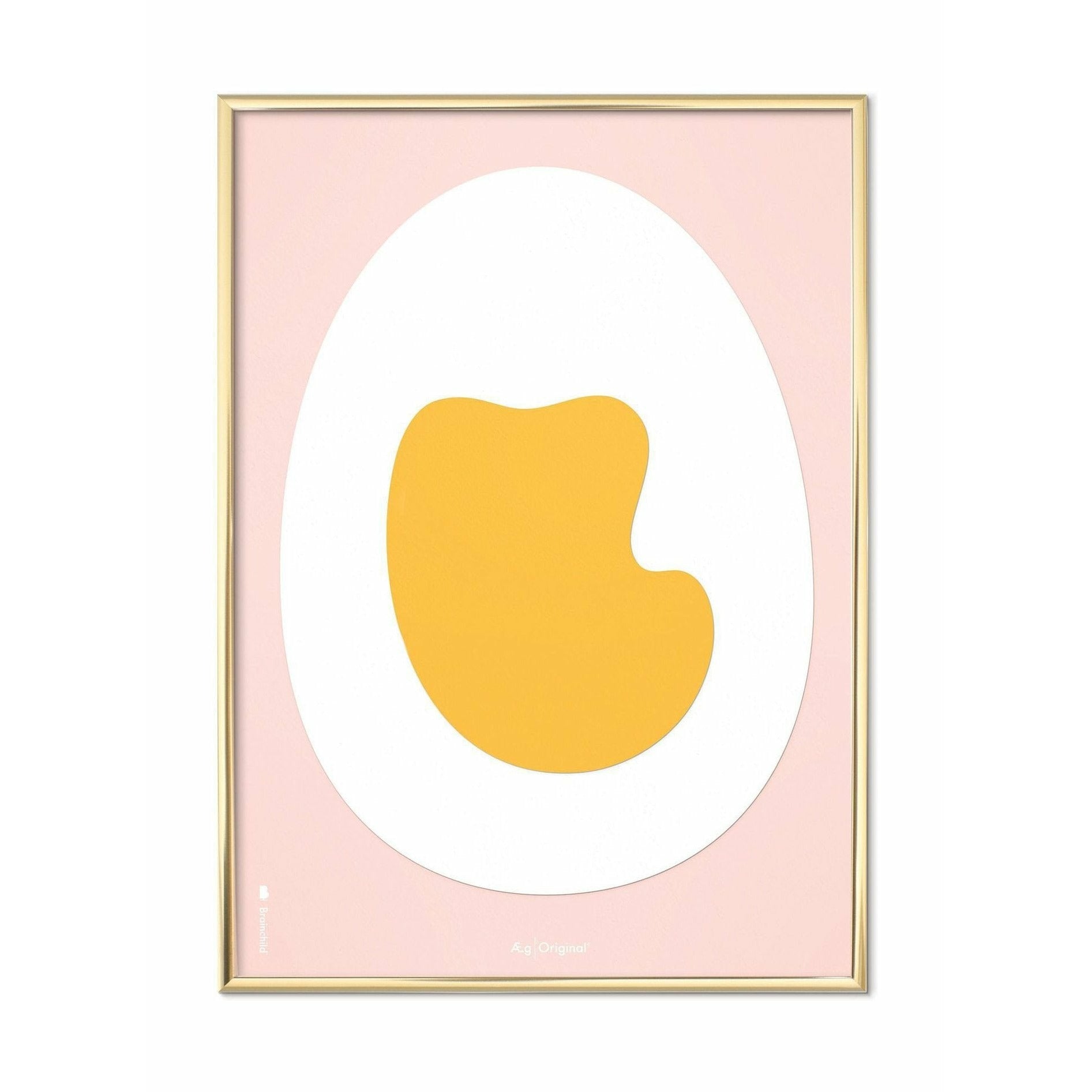 Póster de clip de papel de huevo de creación, marco de color de latón 30 x40 cm, fondo rosa