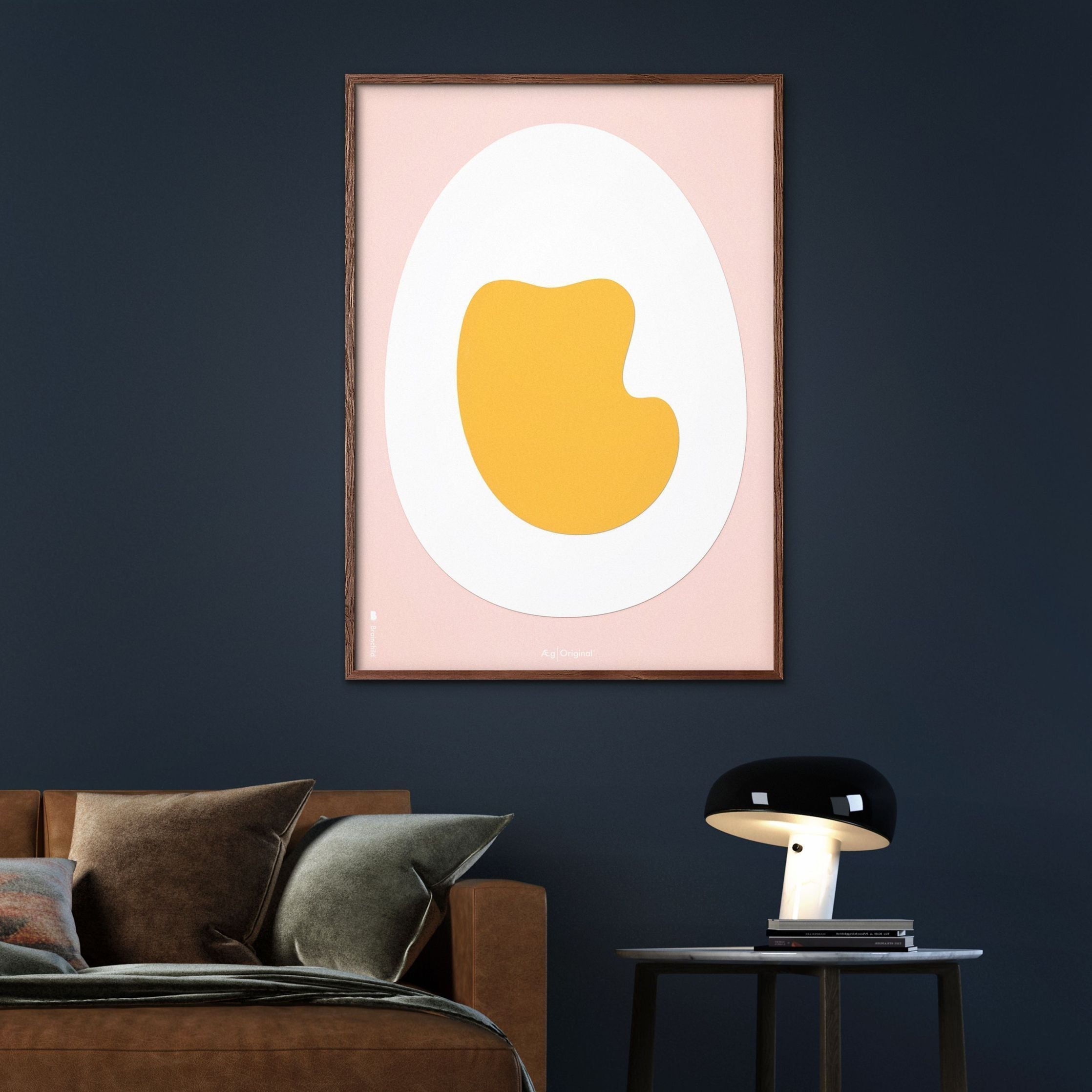 Póster de clip de papel de huevo de creación, marco de color de latón 70 x100 cm, fondo rosa