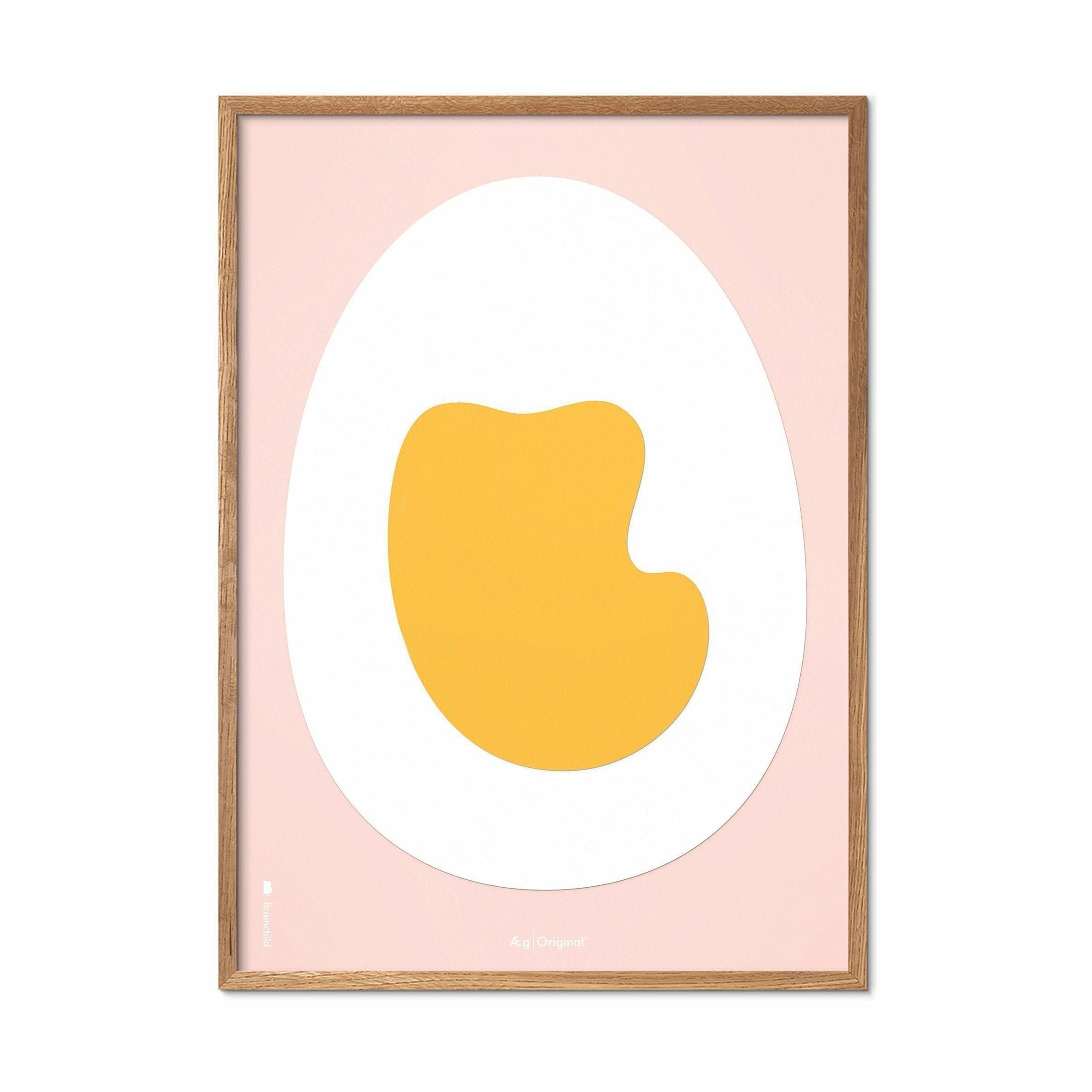 Brainchild Egg Paper Clip Poster, Frame Made of Light Wood 50x70 cm, rosa bakgrunn