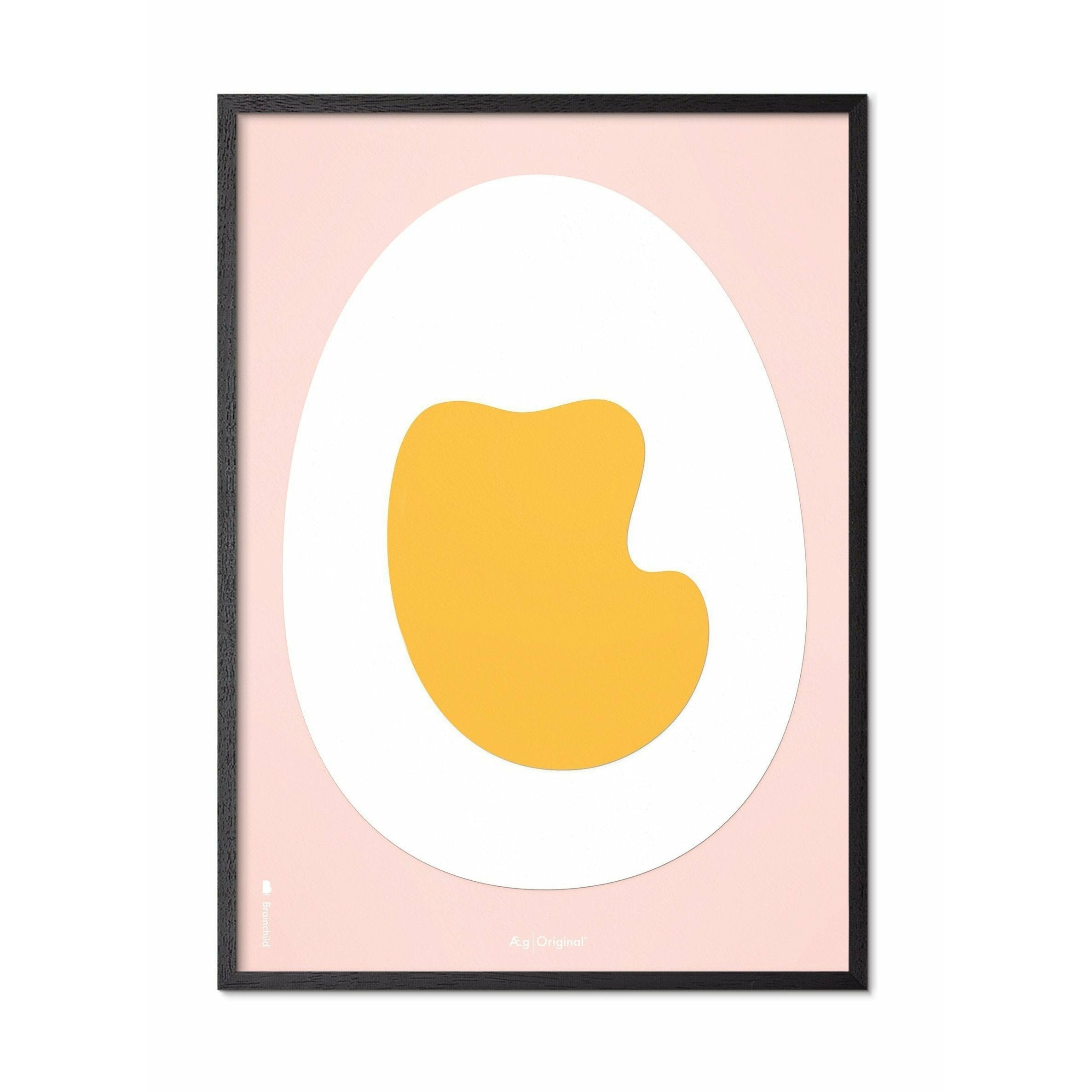 Póster de clip de papel de huevo de creación, marco en madera lacada negra de 30x40 cm, fondo rosa