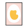 Poster di clip di carta uovo da frutto, cornice in legno laccato nero 70 x100 cm, sfondo rosa