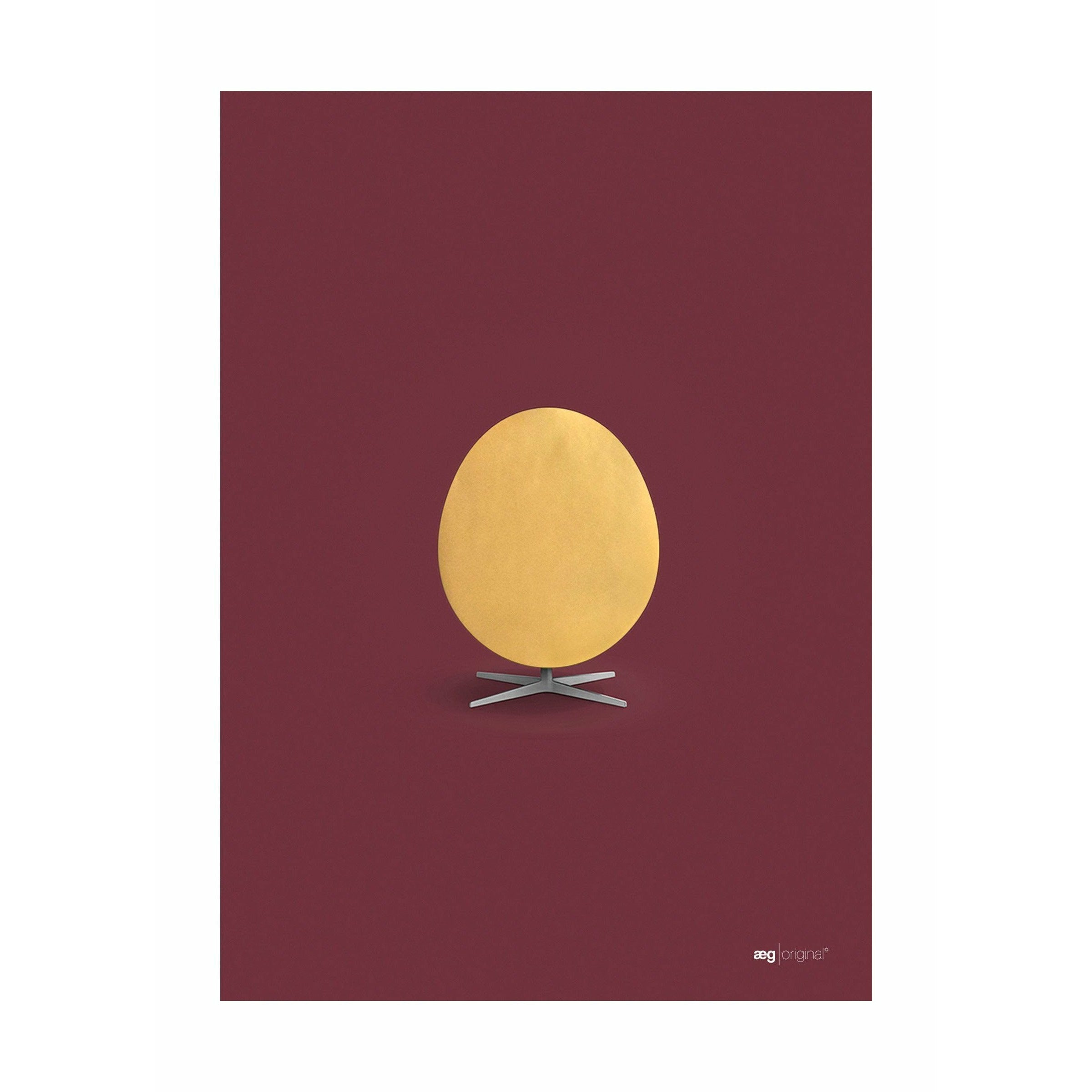 Póster de huevo de precisión sin marco A3, fondo de oro/Burdeos