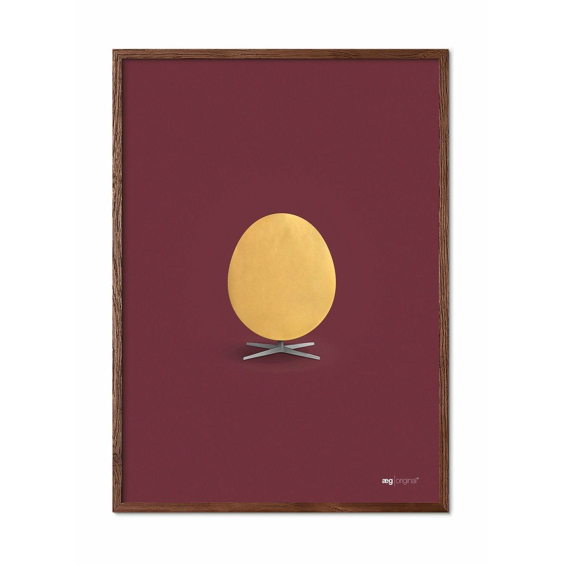 Brainchild Egg Poster, Dark Wood Frame A5, Gold/Bordeaux Bakgrunn
