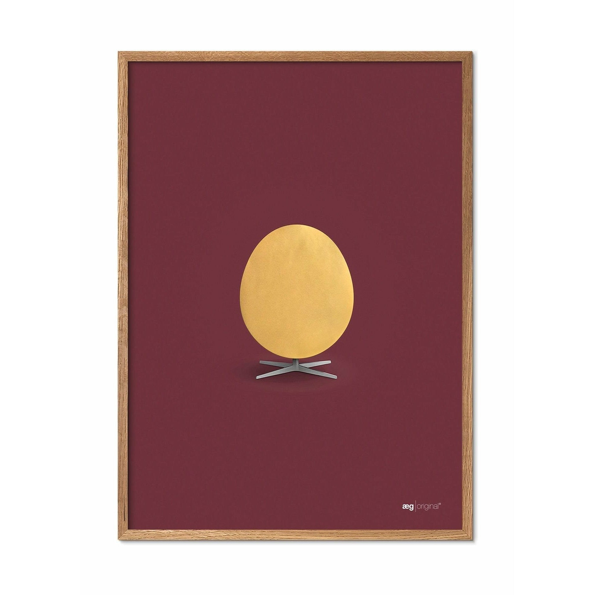 Brainchild Ei-Poster, heller Holzrahmen A5, Gold/Bordeaux Hintergrund