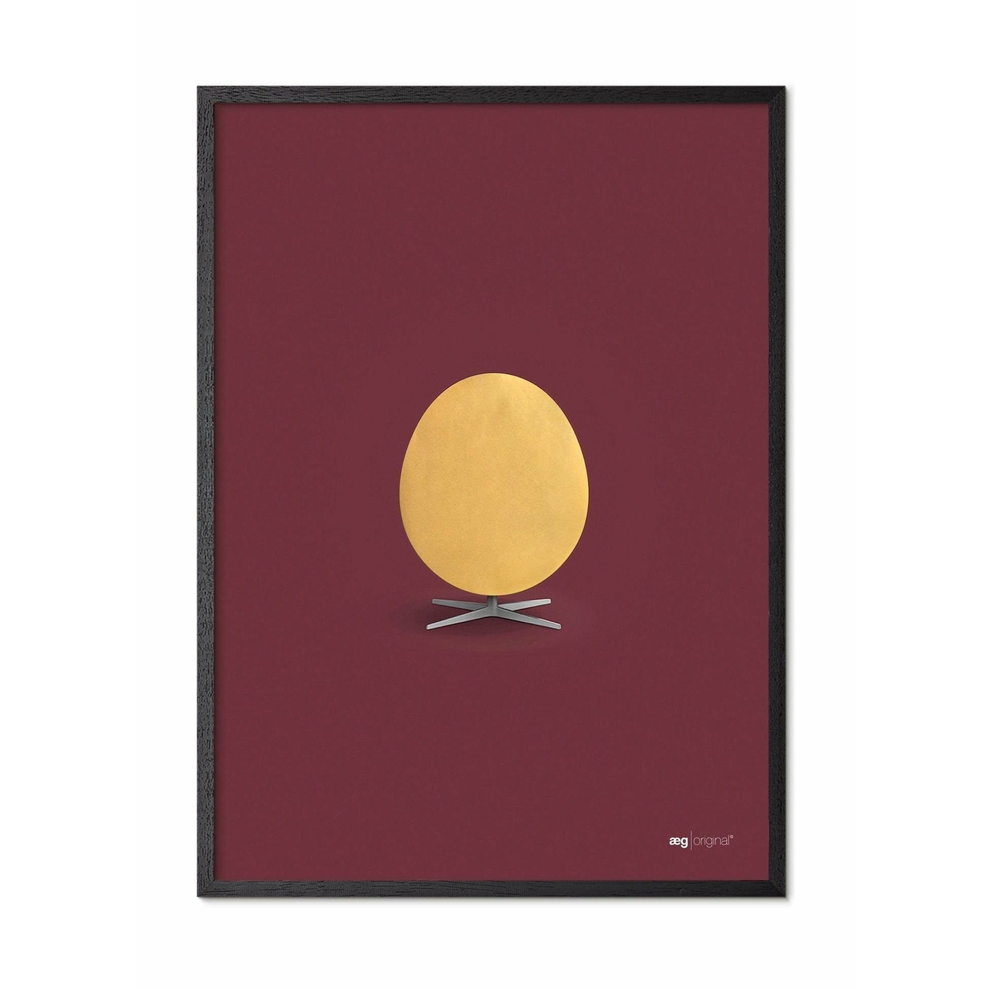 Póster de huevo de creación, marco en madera lacada negra A5, fondo de oro/Burdeos