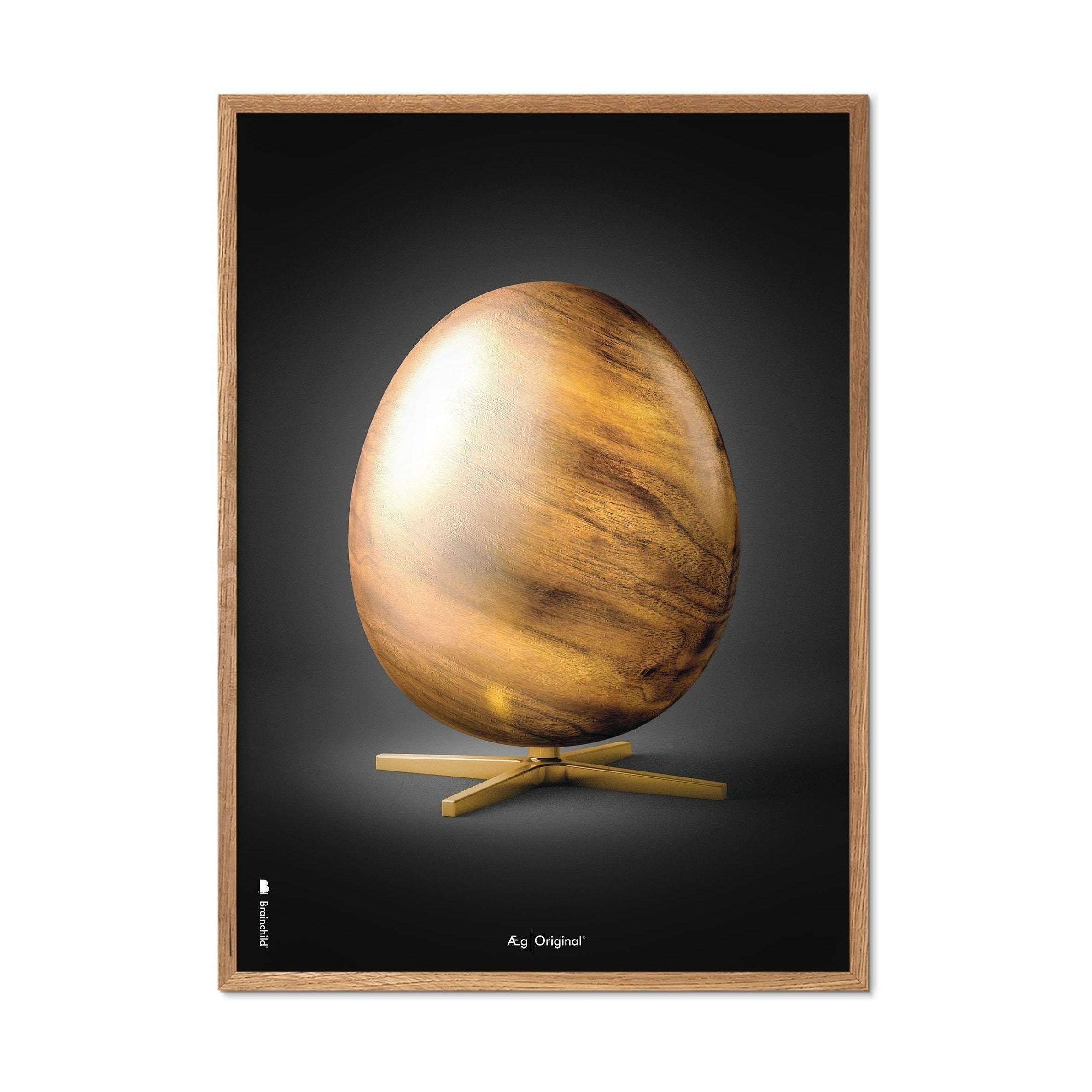 Poster di figure di uova di prima cosa, telaio in legno chiaro 70x100 cm, nero