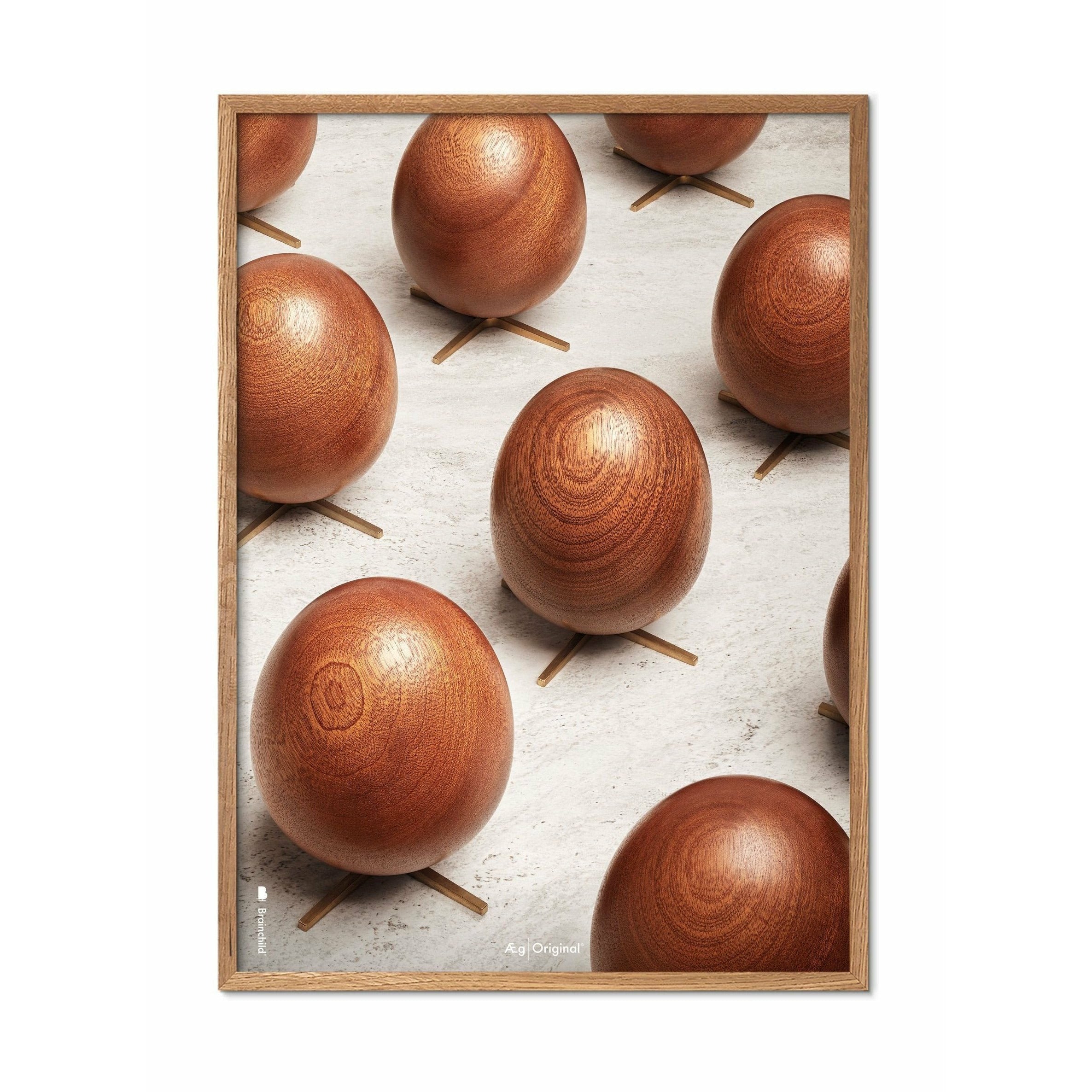 Póster de desfile de huevos de creación, marco hecho de madera clara, 50x70 cm