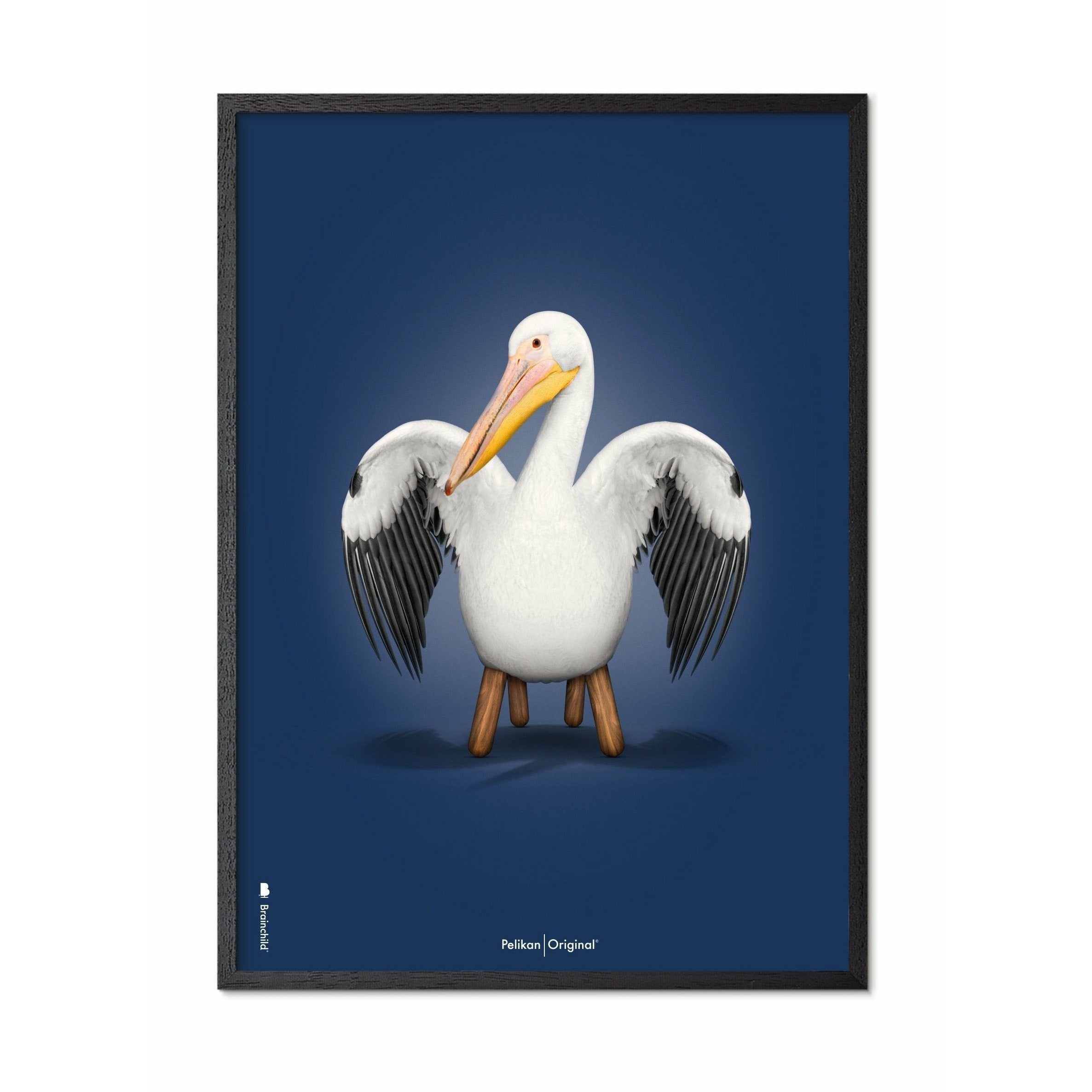 Brainchild Pelikan Classic Poster, Frame In Black Lacquered Wood A5, Dark Blue Background