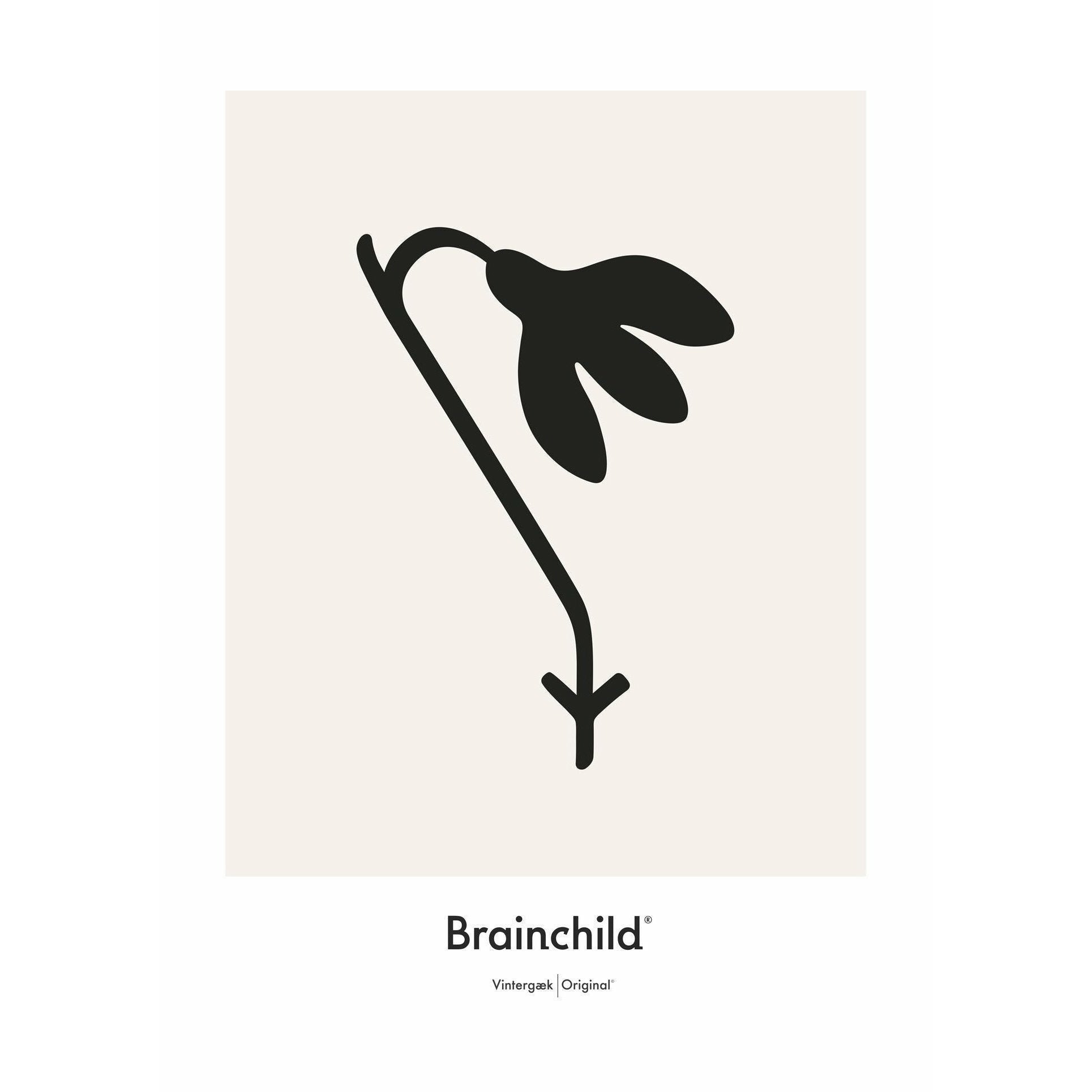 Brainchild Snowdrop designikonplakat uden ramme 30 x40 cm, grå