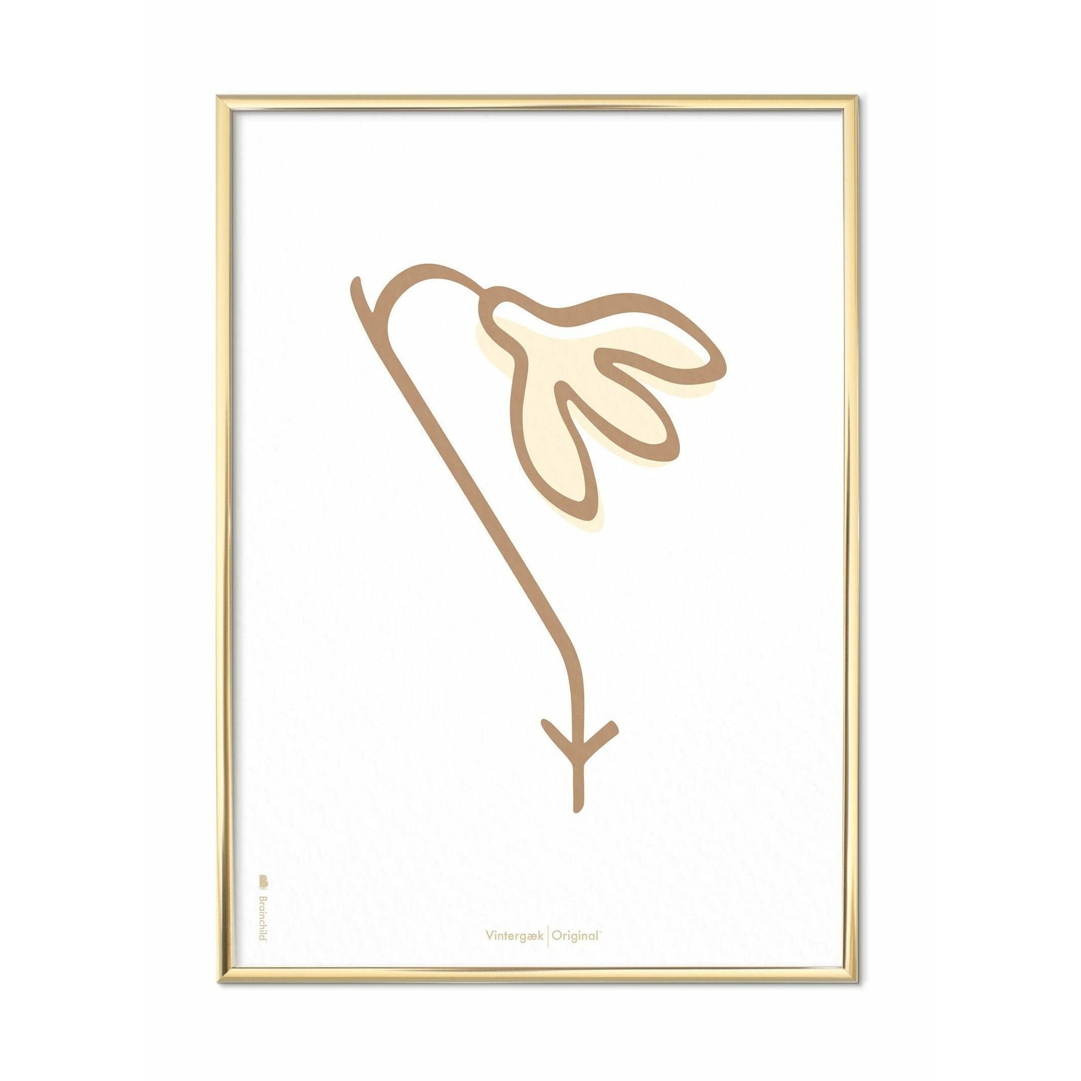 创生的雪花线海报，黄铜彩色框架A5，白色背景