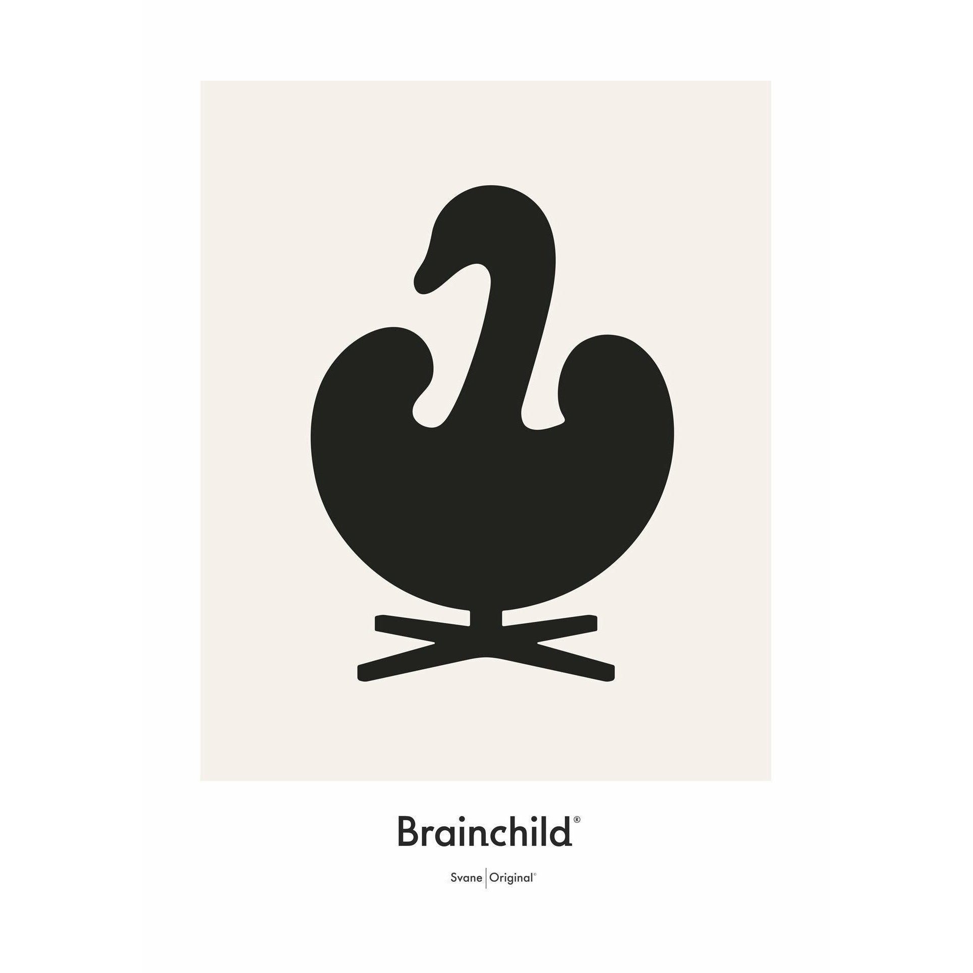 Brainchild Swan designikonplakat uden ramme 30 x40 cm, grå