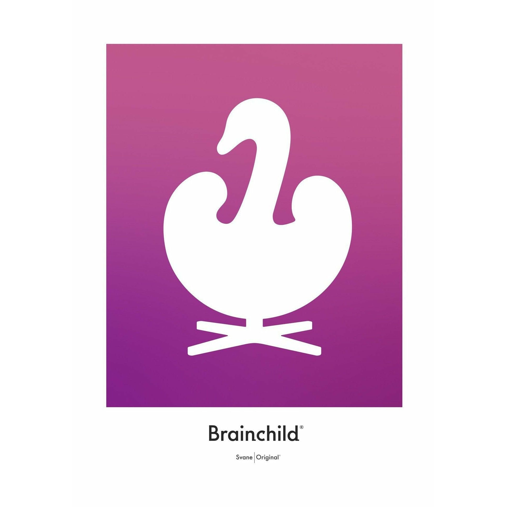 Brainchild Swan Design Icon Poster Without Frame A5, Purple