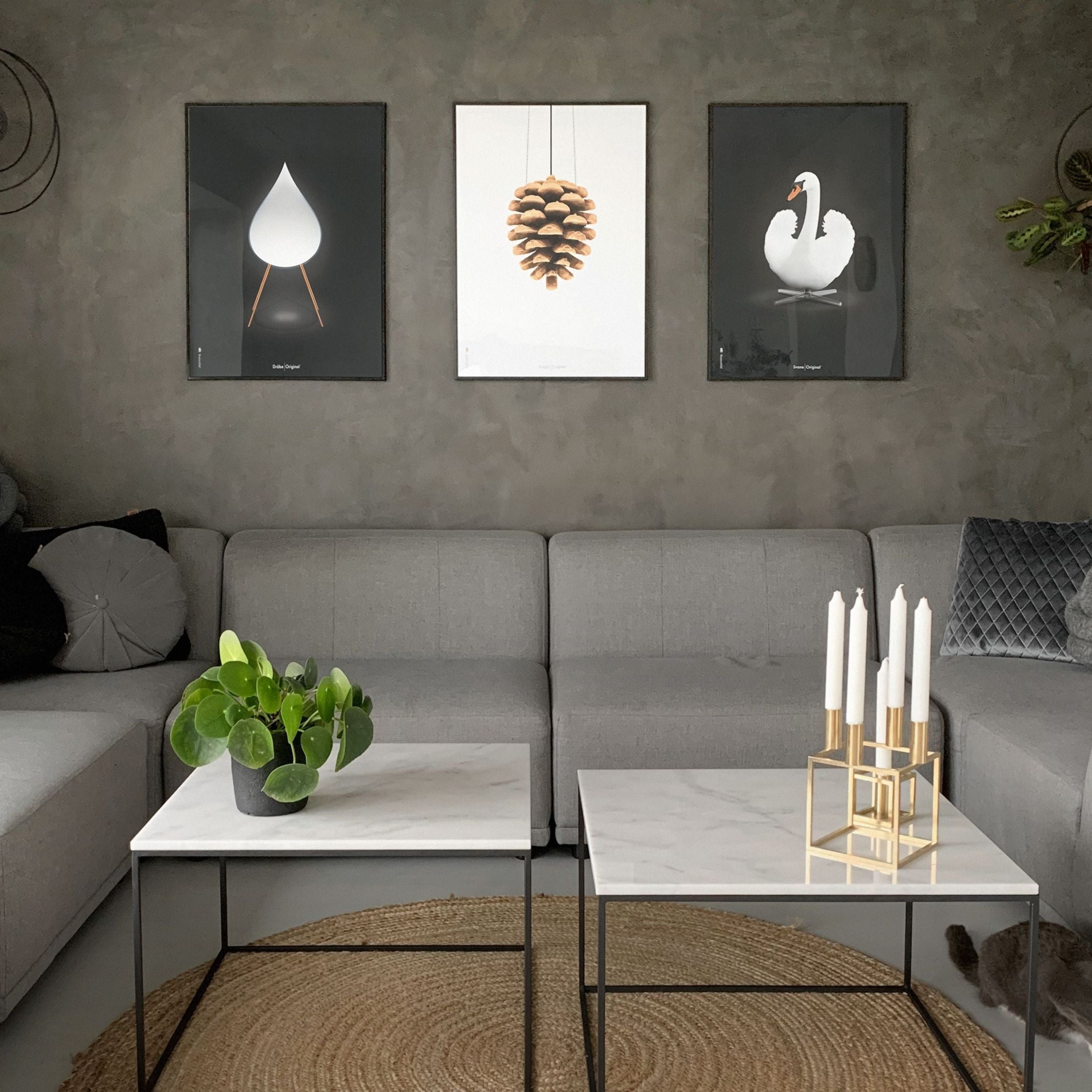 brainchild Affiche classique de cygne, cadre en bois clair 70 x100 cm, fond blanc / blanc