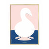 Brainchild Swan Paper Clip Poster, messing gekleurd frame 70 x100 cm, roze achtergrond