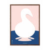 Brainchild Swan Paper Clip Poster, Dark Wood Frame A5, Pink Achtergrond