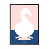 Brainchild Swan Paper Clip Poster, frame in zwart gelakt hout 50x70 cm, roze achtergrond