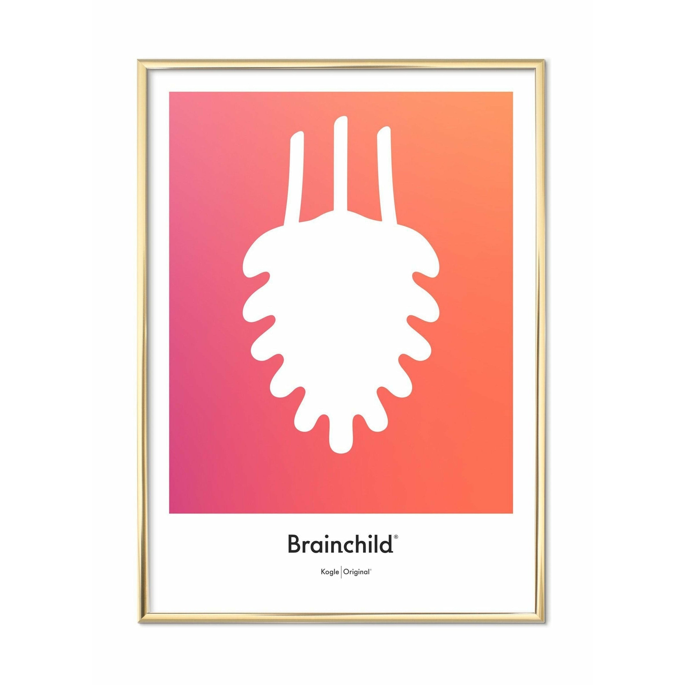 Brainchild Pine Cone Design Icon Poster, messing gekleurd frame 70 x100 cm, oranje
