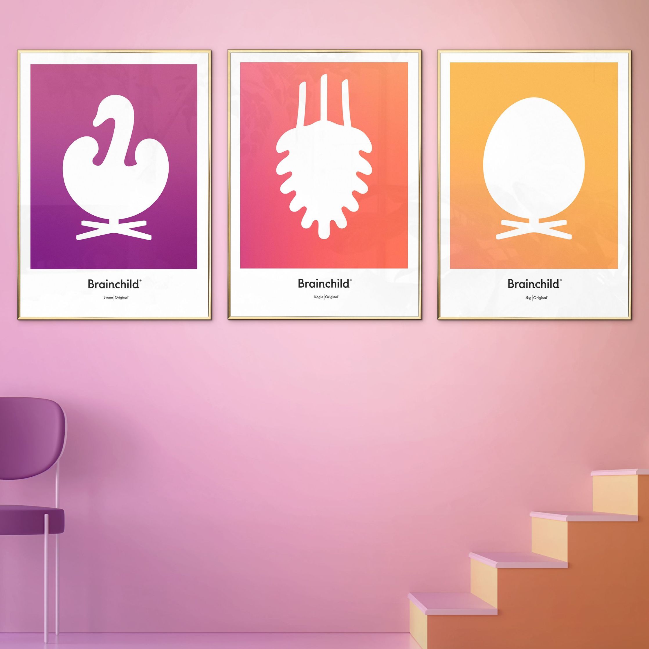 Brainchild Kiefernzapfen Design Icon Poster ohne Rahmen A5, Orange